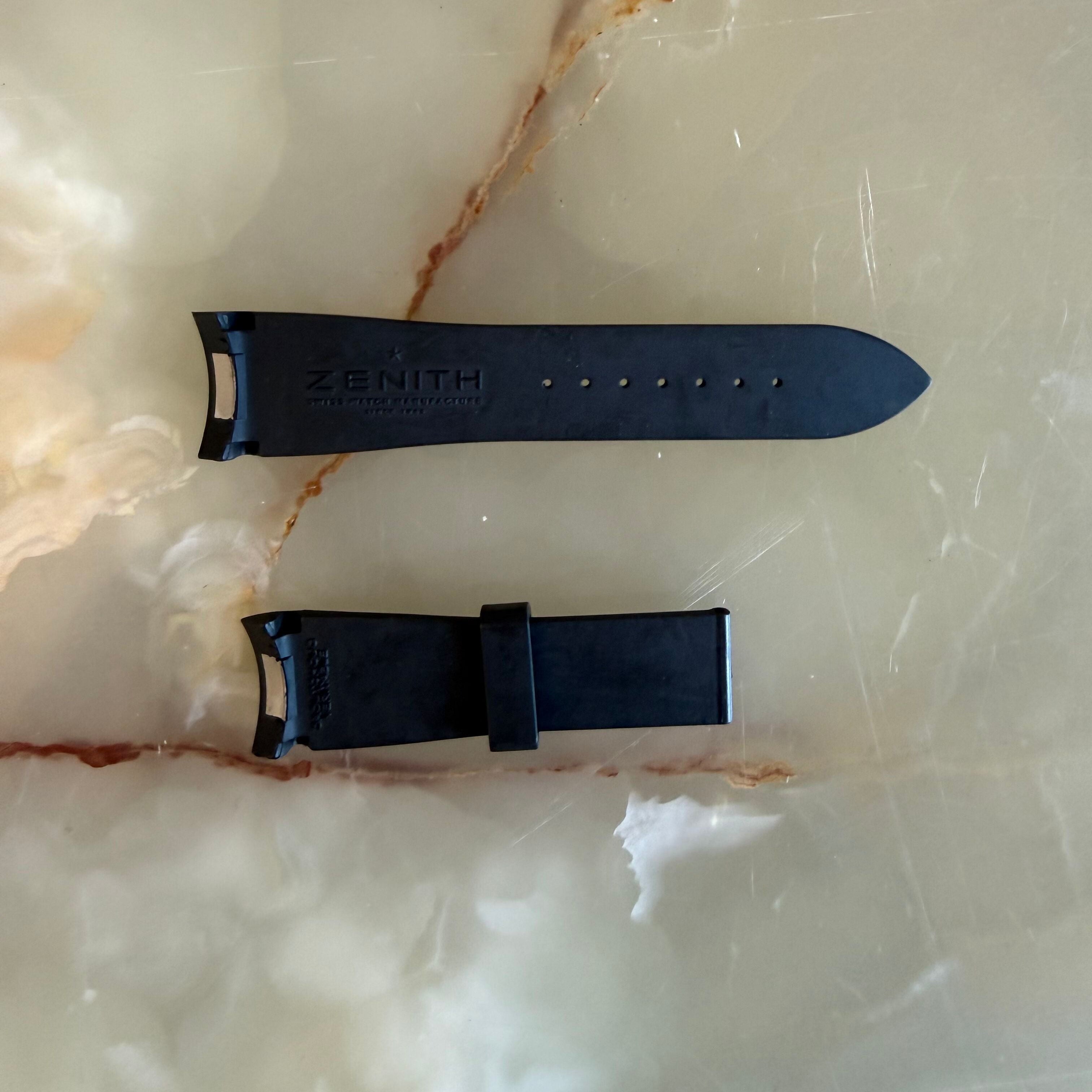 Authentic Zenith Black Rubber Watch Strap Band 22mm