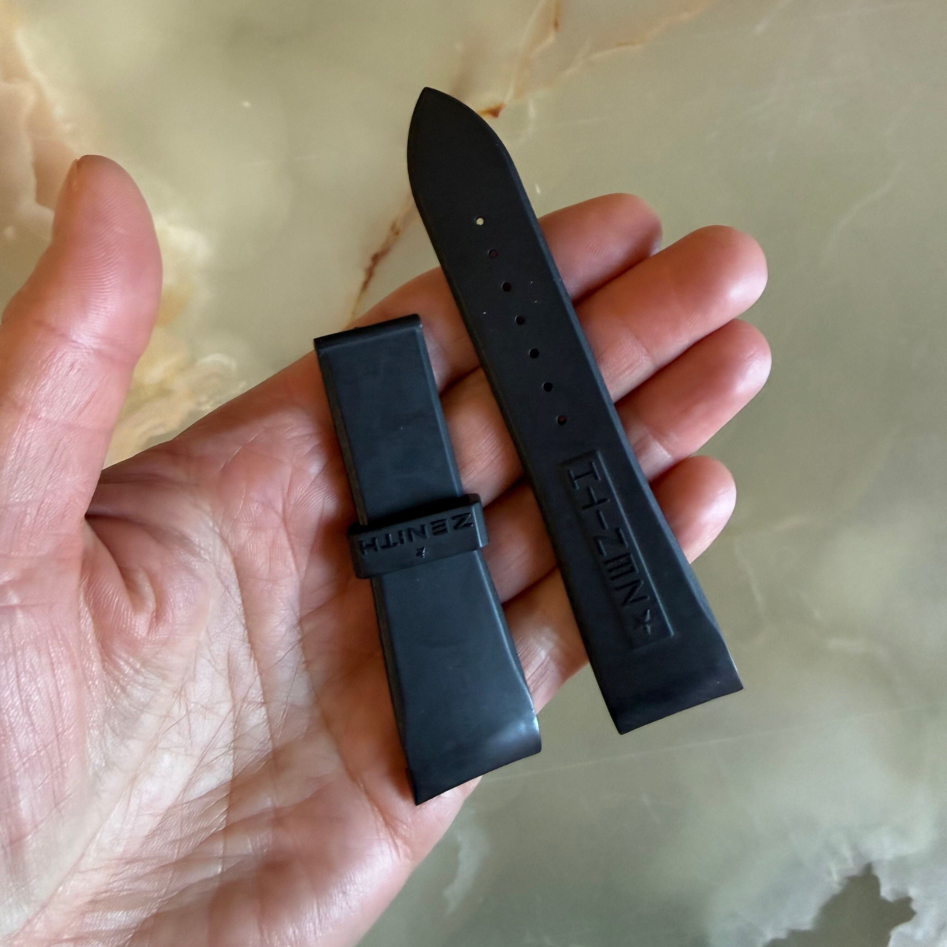 Authentic Zenith Black Rubber Watch Strap Band 22mm