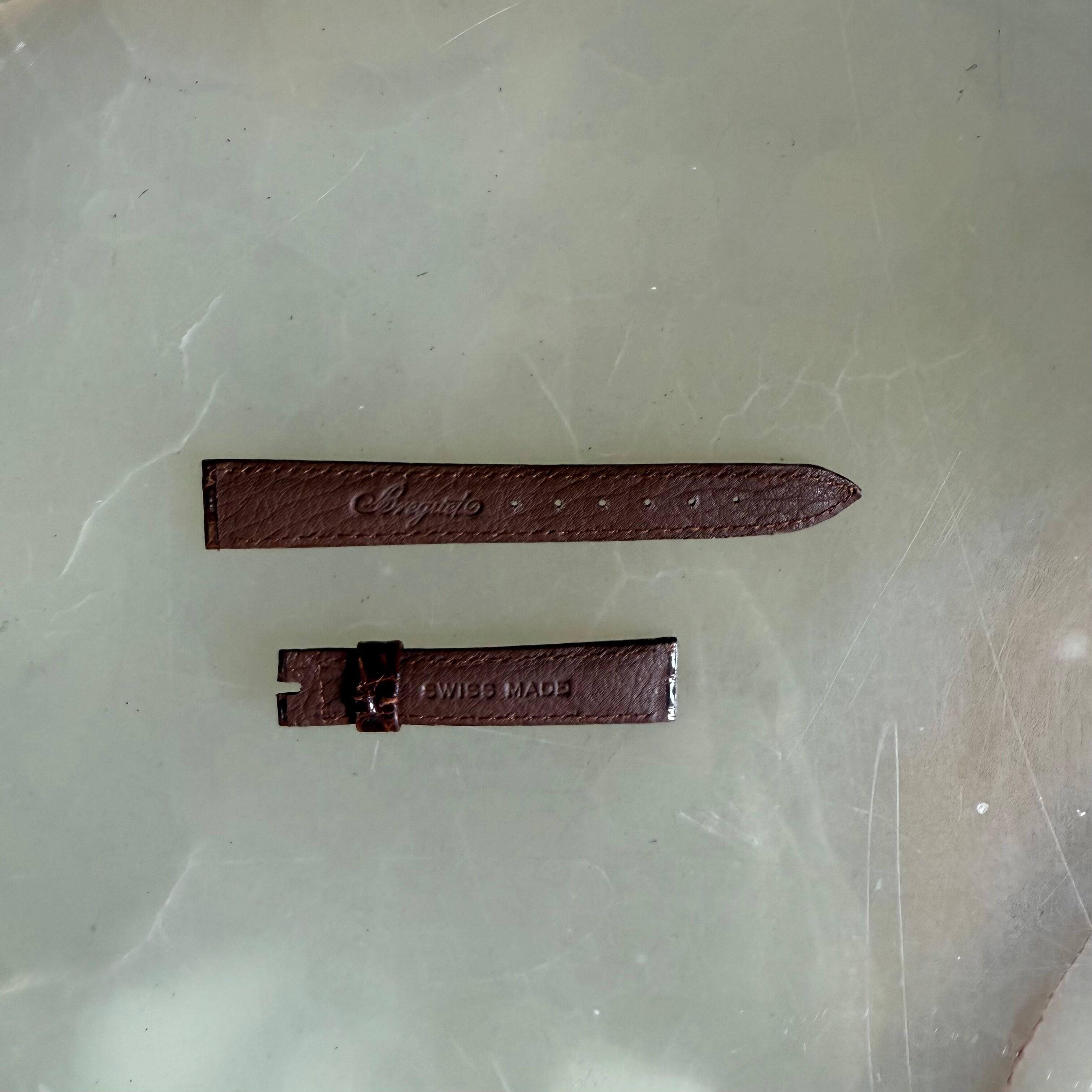 Authentic Breguet Shiny Brown Crocodile Watch Strap Band 14mm Padded & Stitched