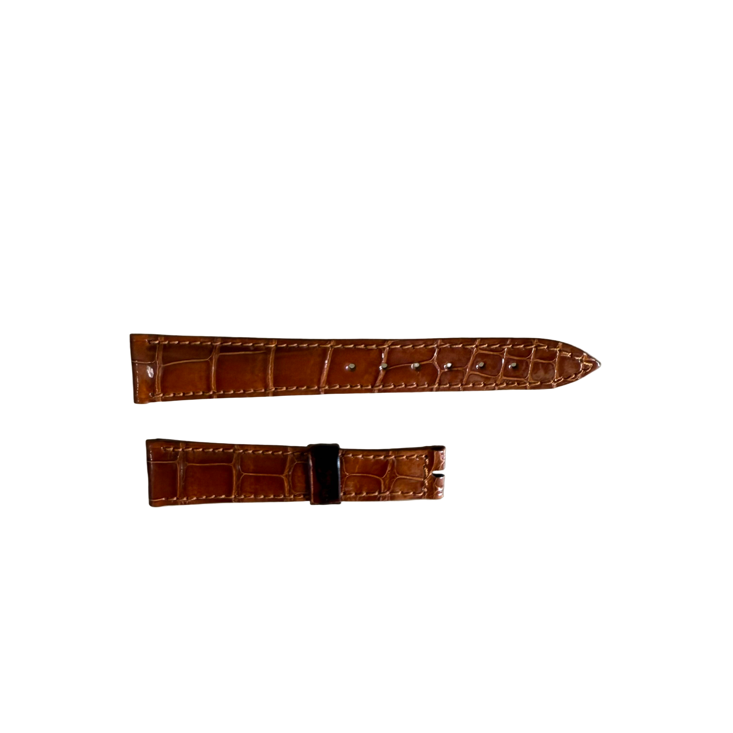 Authentic Breguet Shiny Brown Crocodile Watch Strap Band 17mm Padded & Stitched