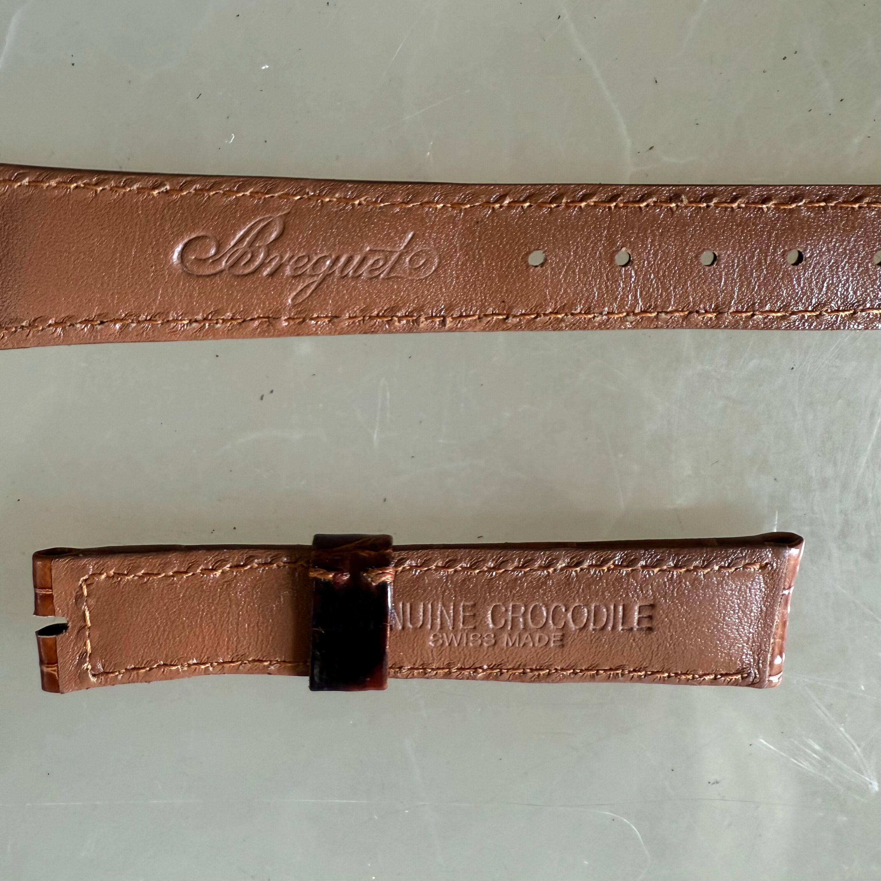 Authentic Breguet Shiny Brown Crocodile Watch Strap Band 17mm Padded & Stitched