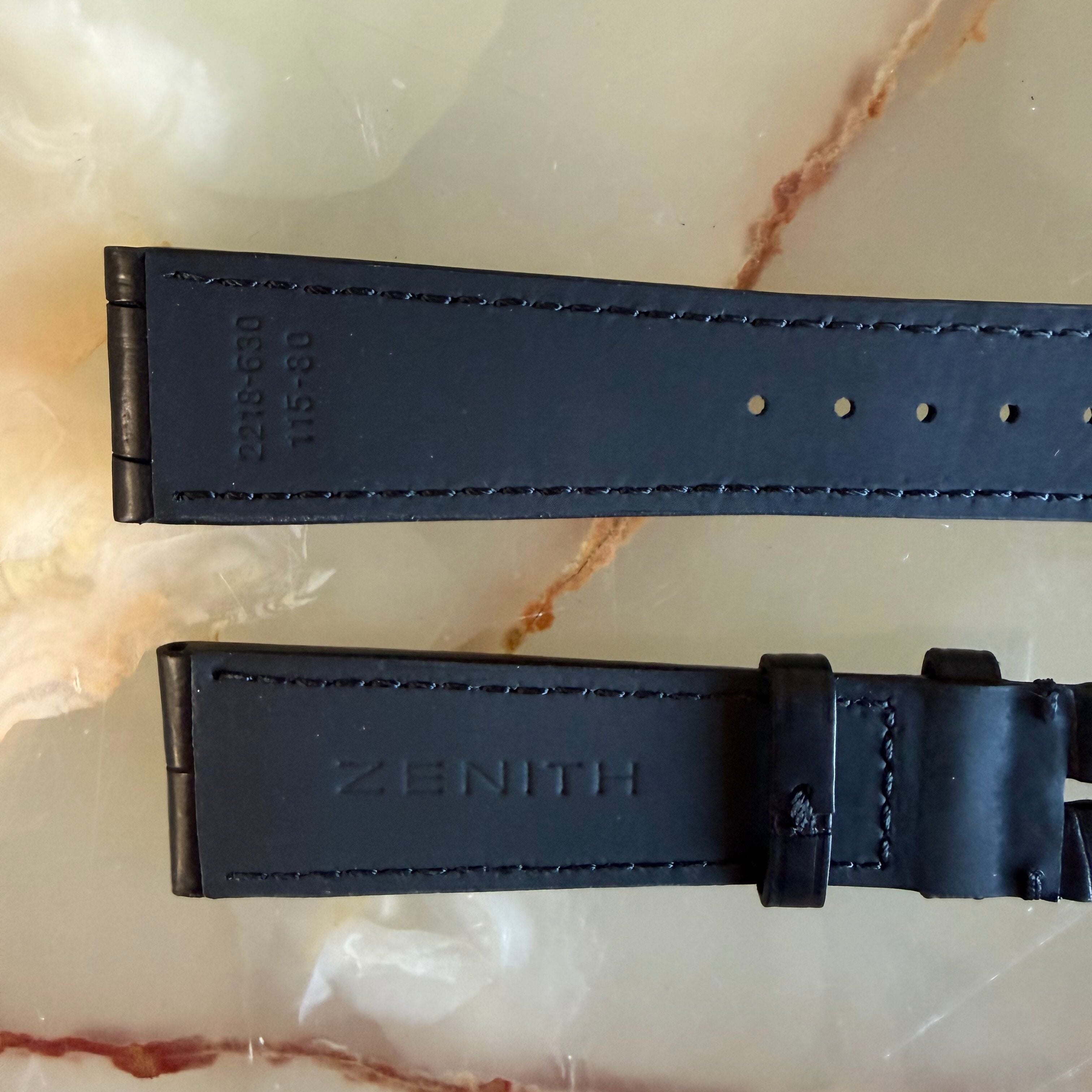 Authentic Zenith Black Alligator Watch Strap Band 22mm 2218-630