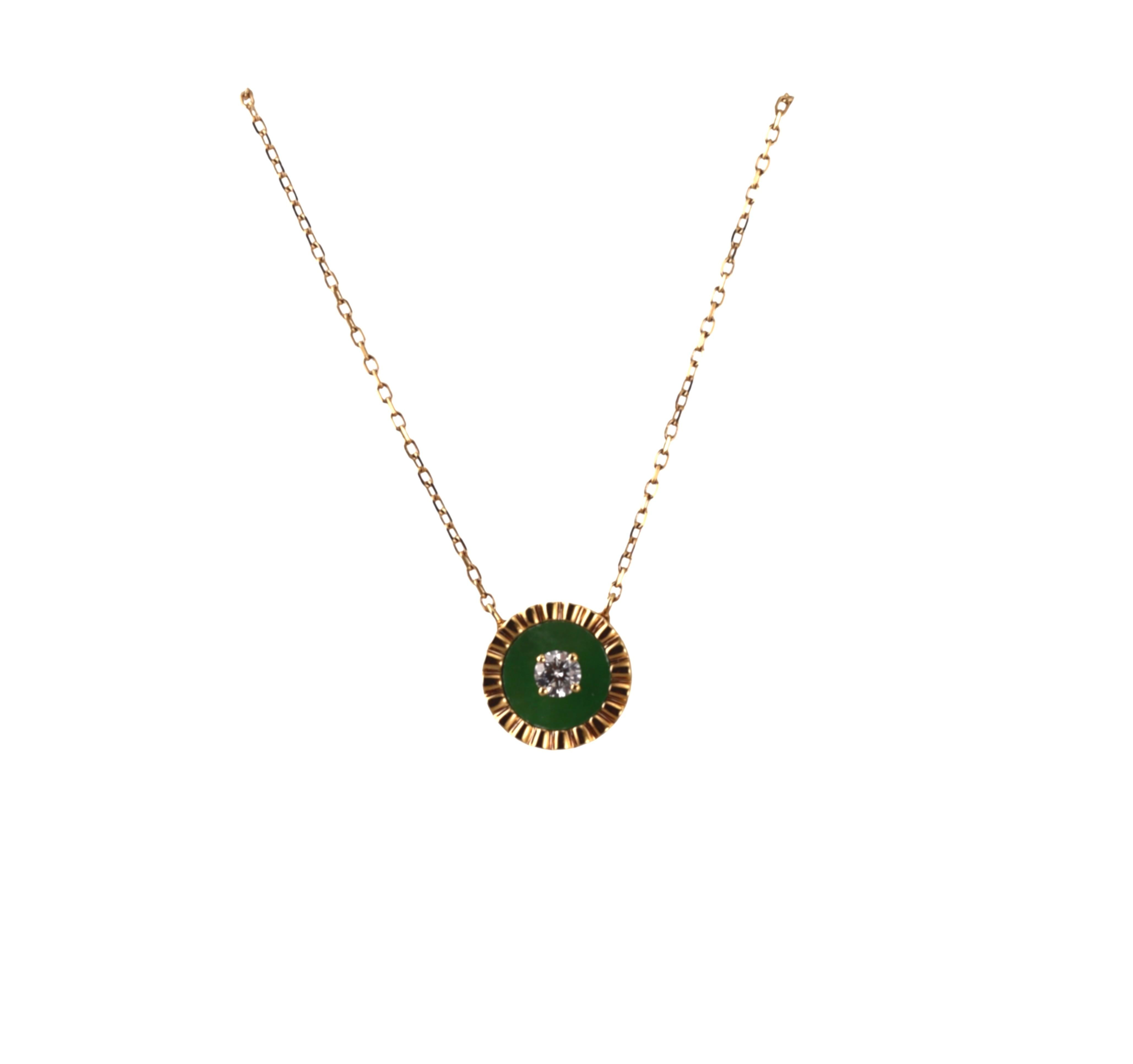 Marli 18k Yellow Gold Diamond Aventurine Pendant Necklace