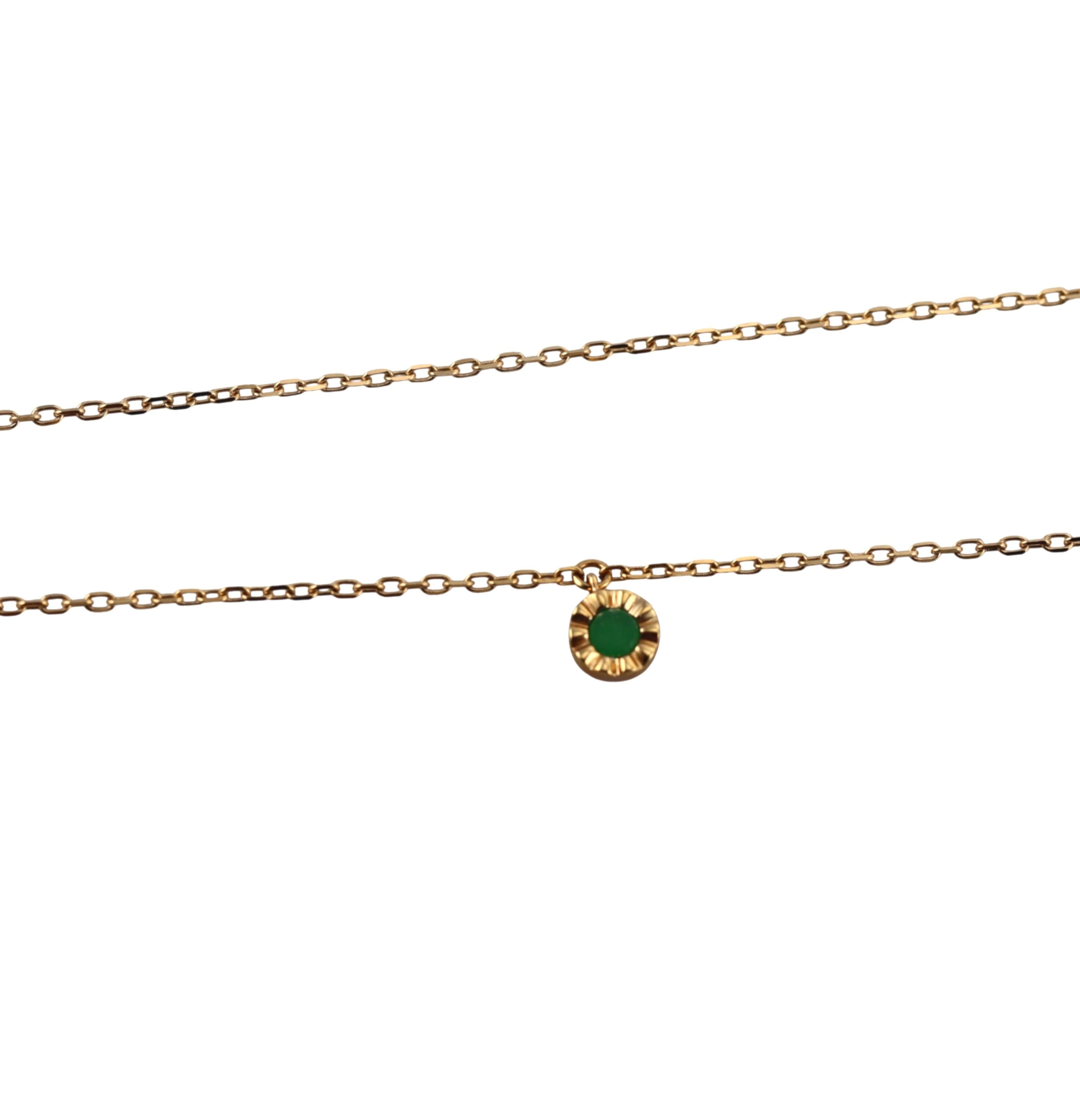 Marli 18k Yellow Gold Diamond Aventurine Pendant Necklace