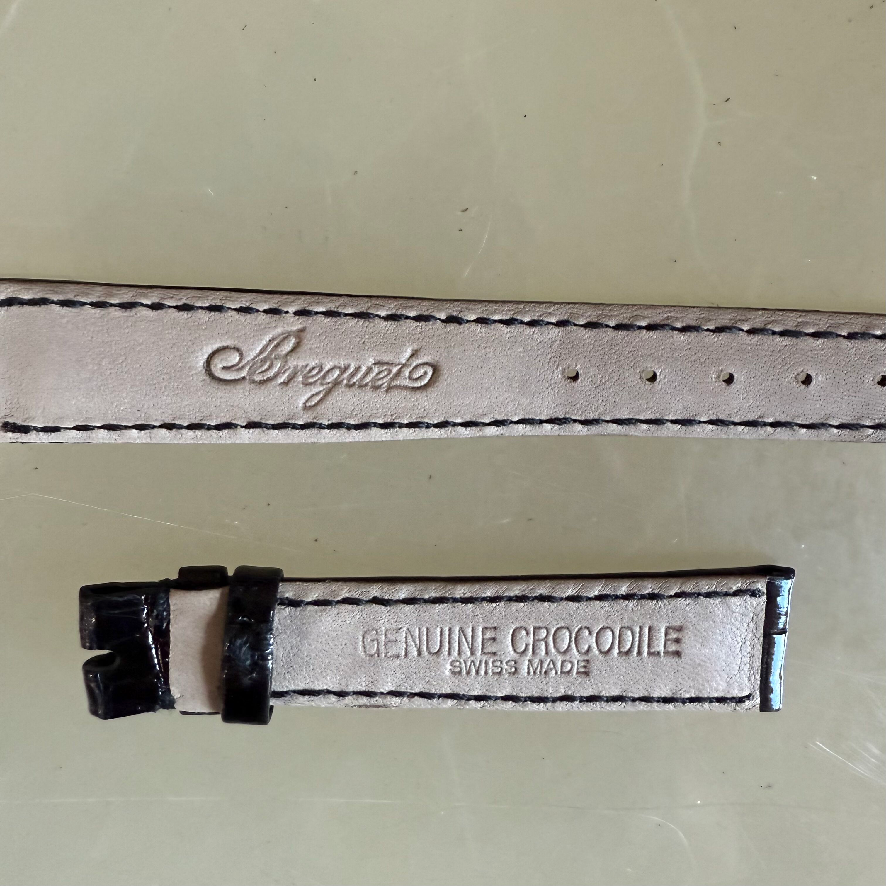 Authentic Breguet Black Crocodile Watch Strap Band 15mm Padded & Stitched