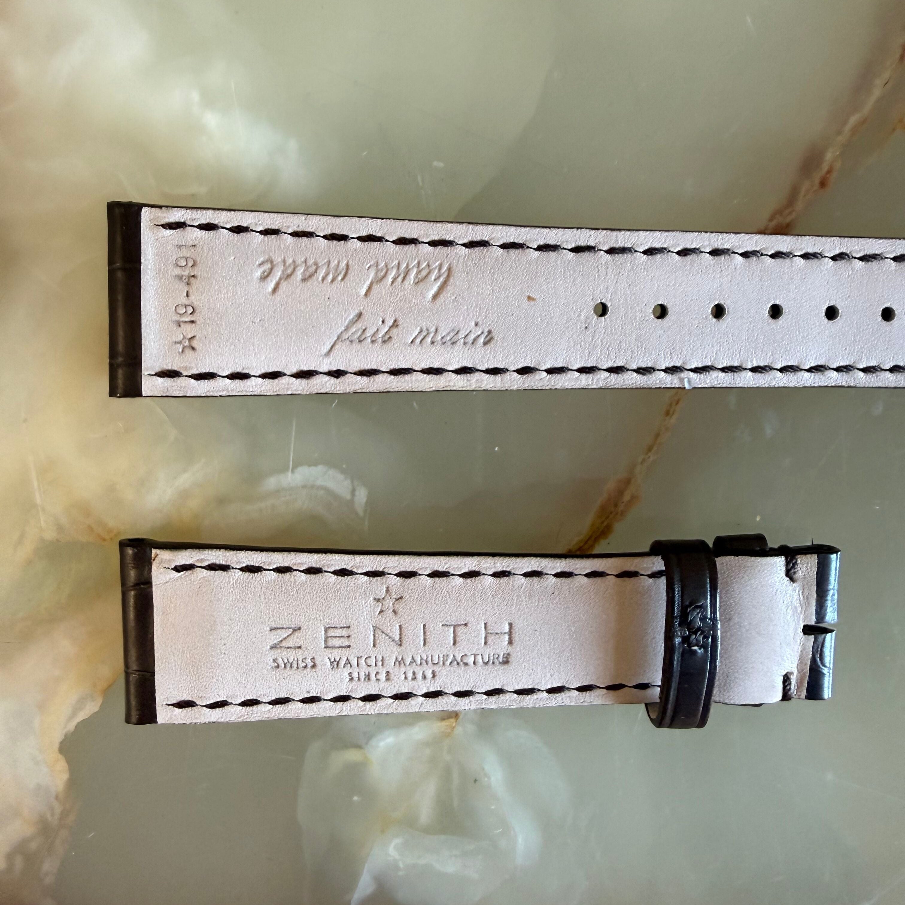 Authentic Zenith Brown Crocodile Watch Strap Band 19mm 19-491