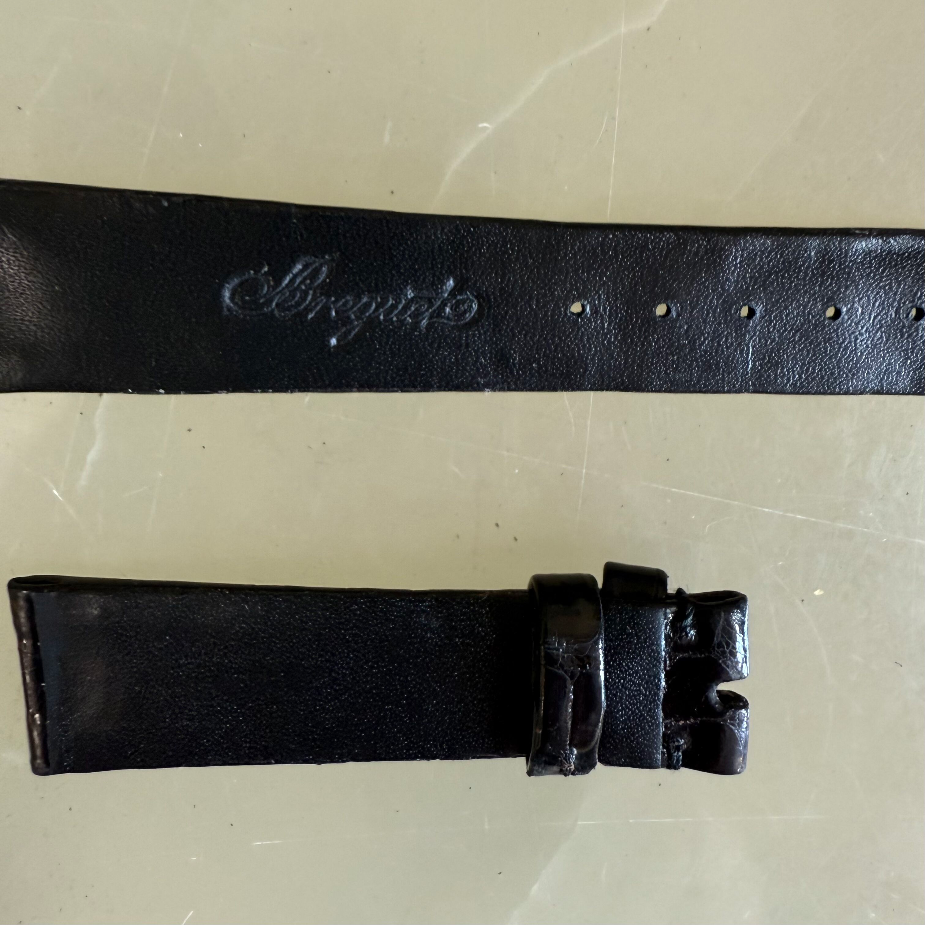 Authentic Breguet Black Crocodile Watch Strap Band 17.5mm