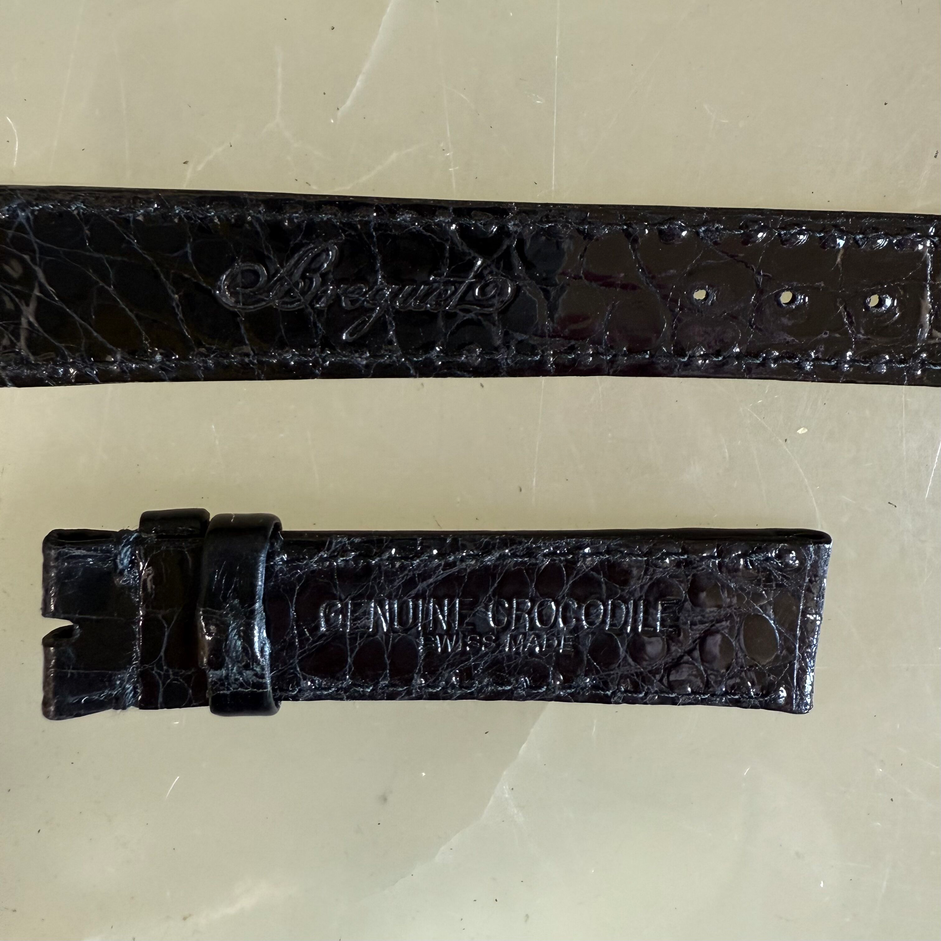 Authentic Breguet Black Crocodile Watch Strap Band 16mm Stitched