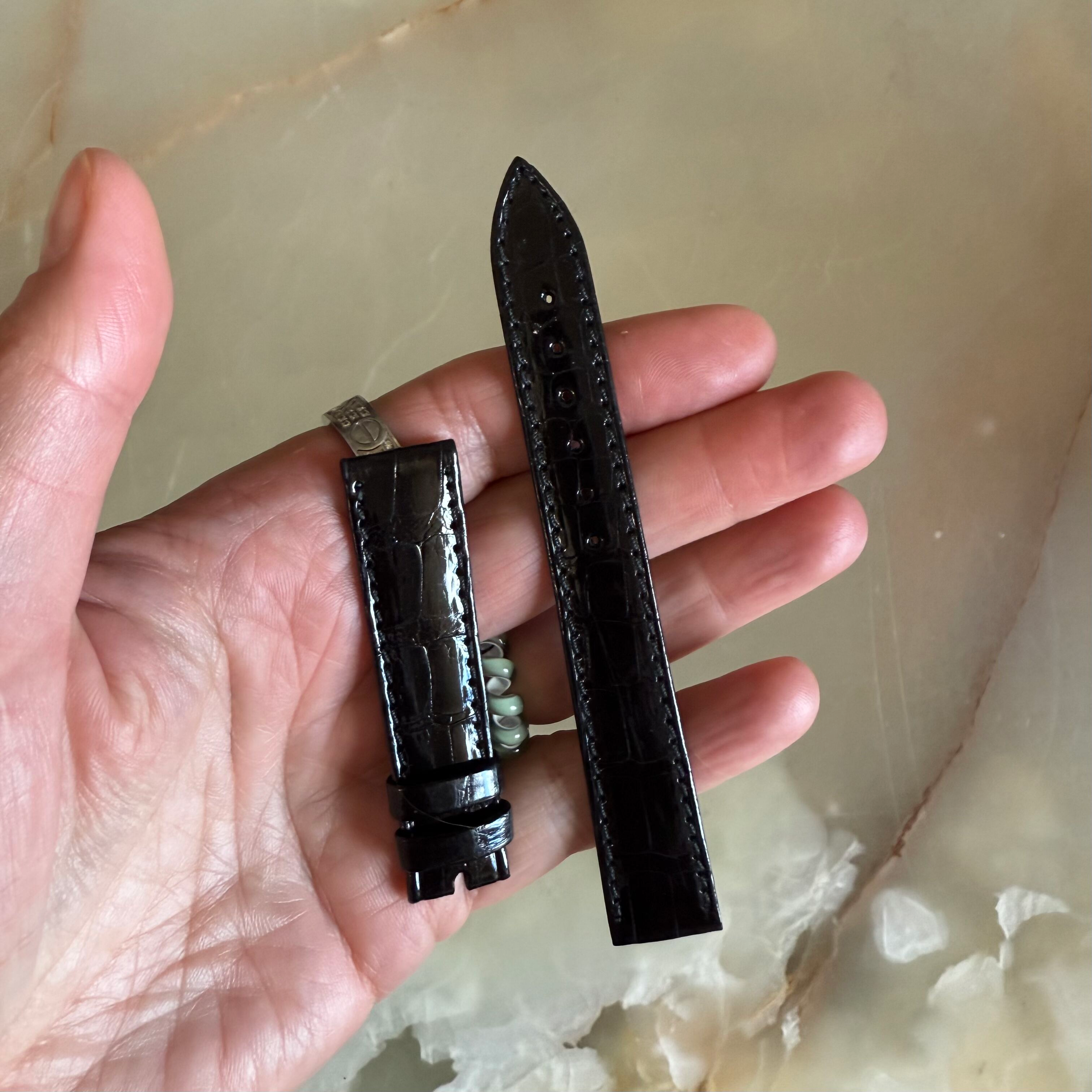 Authentic Breguet Black Crocodile Watch Strap Band 16mm Stitched