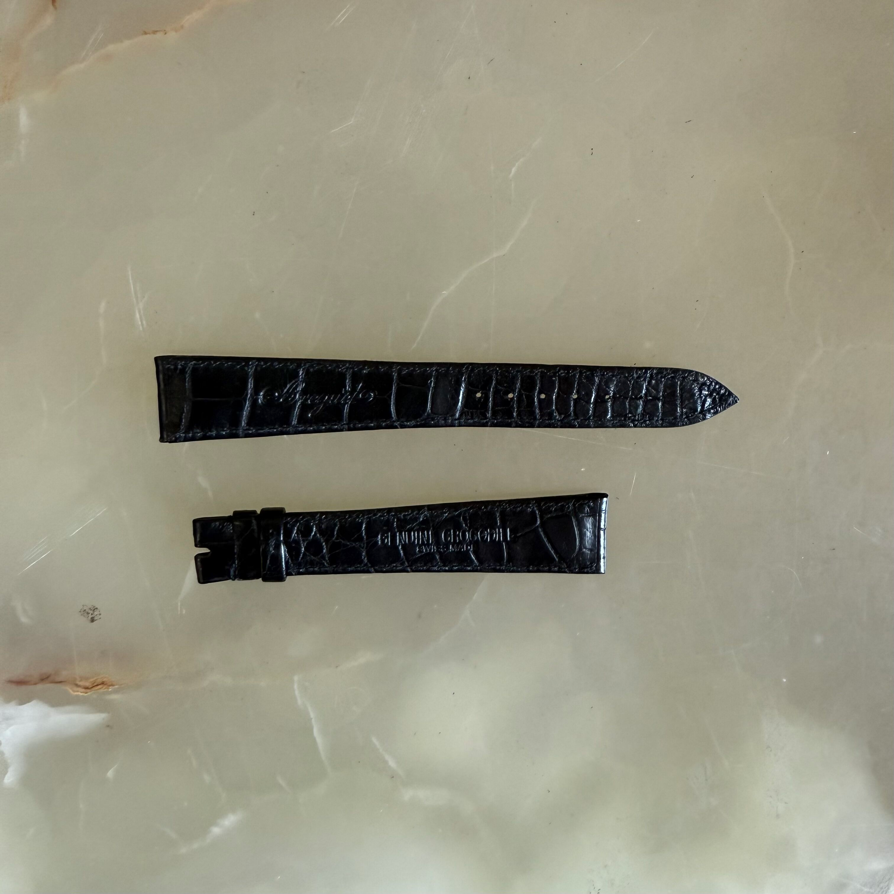 Authentic Breguet Black Crocodile Watch Strap Band 18.5mm Padded & Stitched