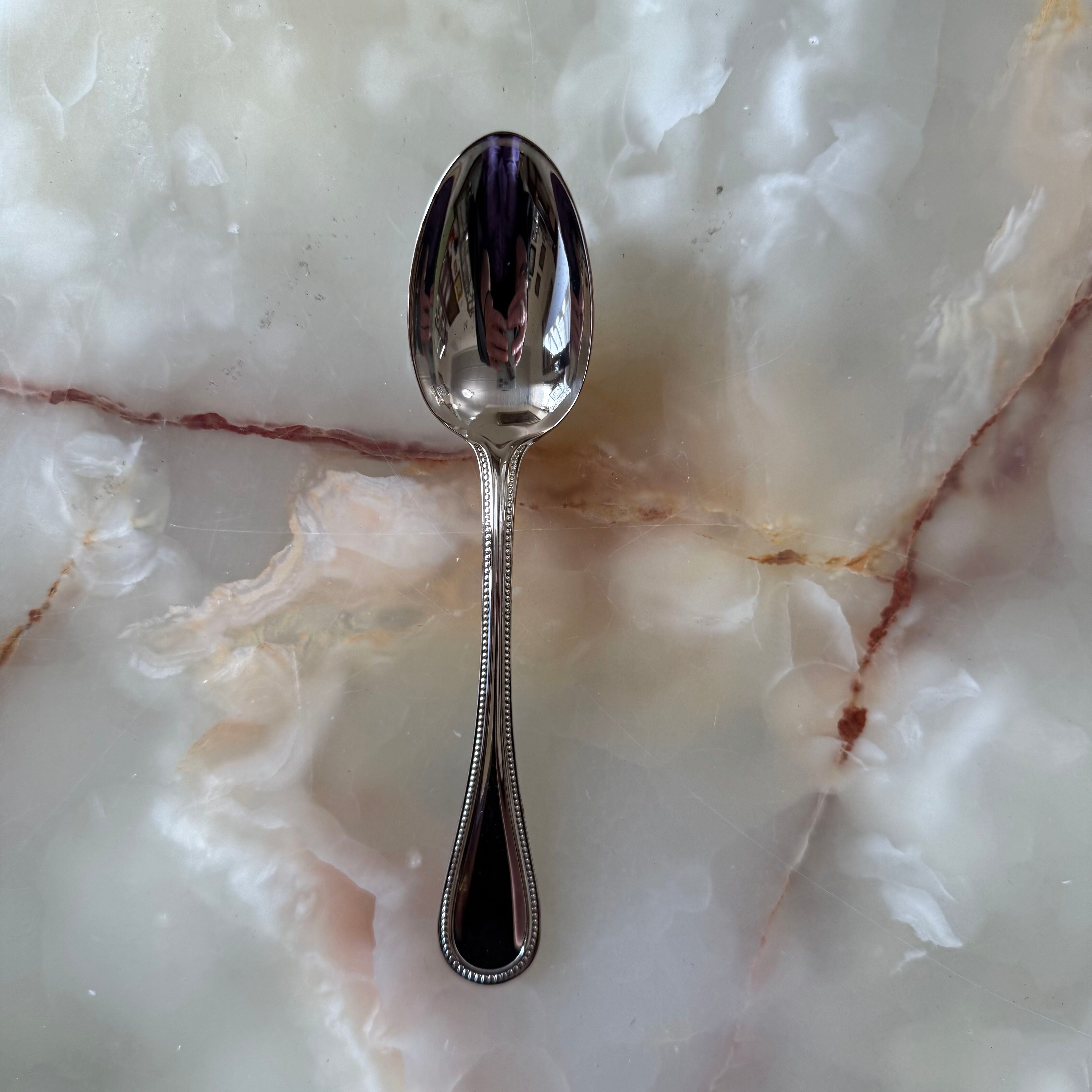 Christofle Perles Silver Plated Dessert Spoon Set of 2 0010014