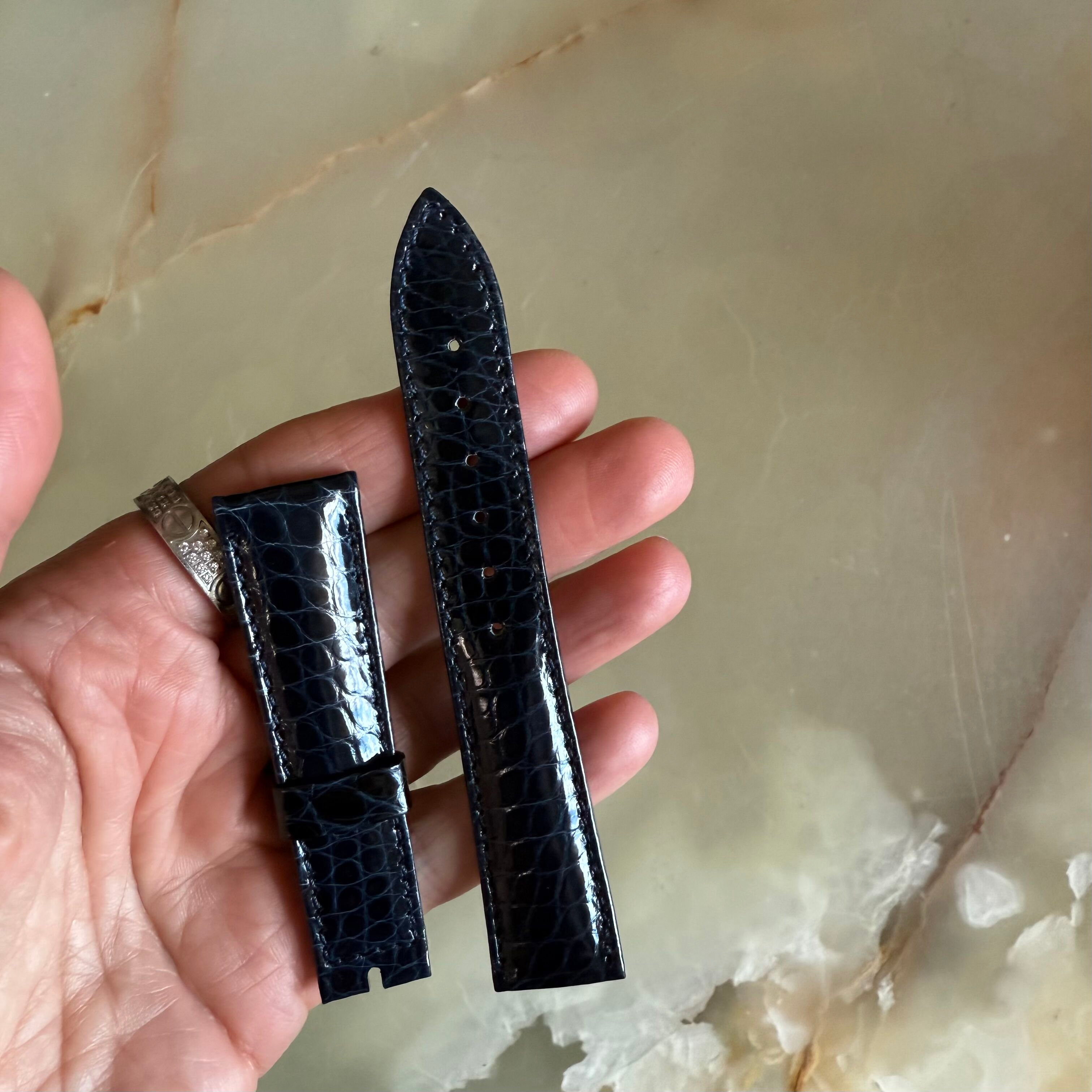 Authentic Breguet Blue Crocodile Watch Strap Band 19mm Padded & Stitched