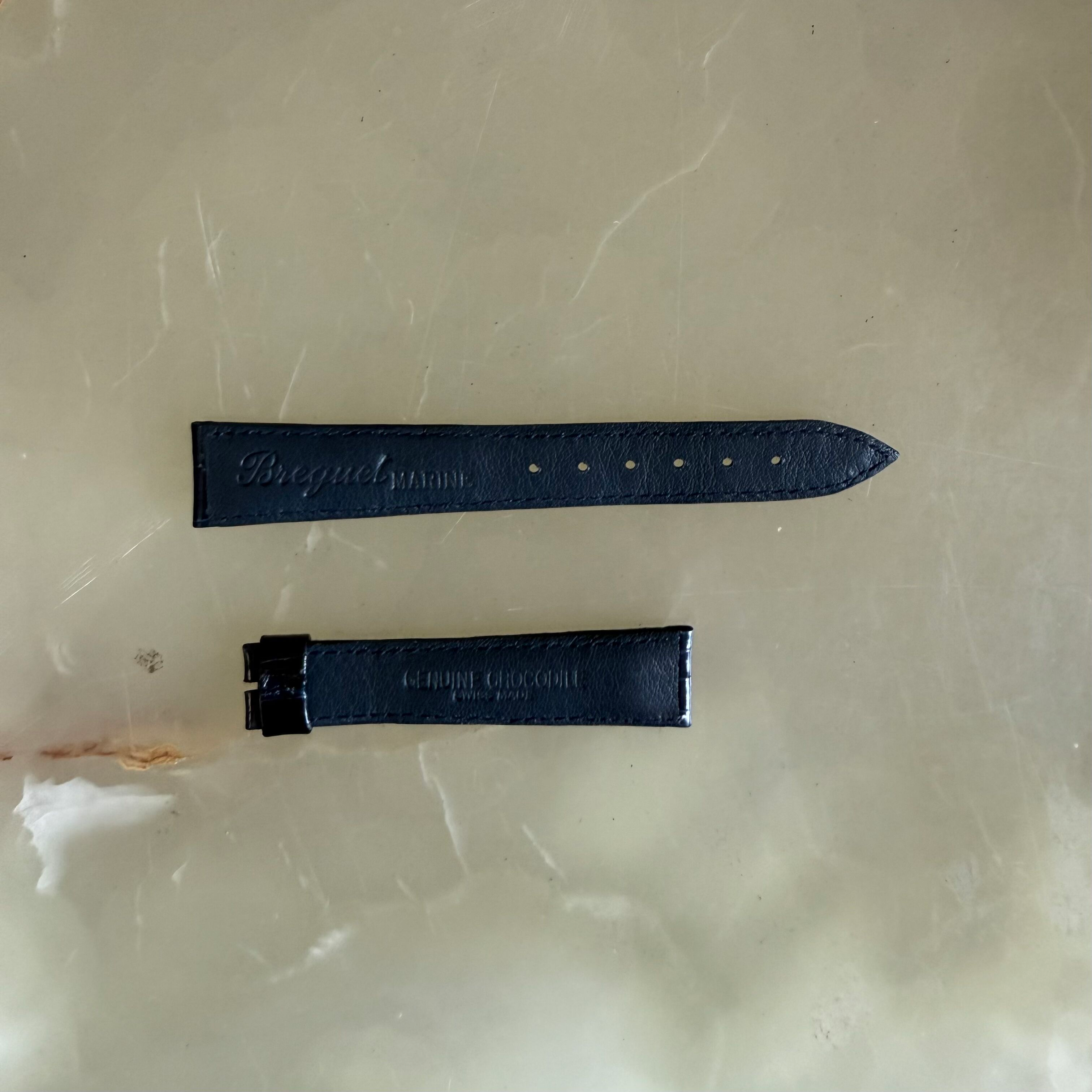 Authentic Breguet Blue Crocodile Watch Strap Band 18mm Padded & Stitched