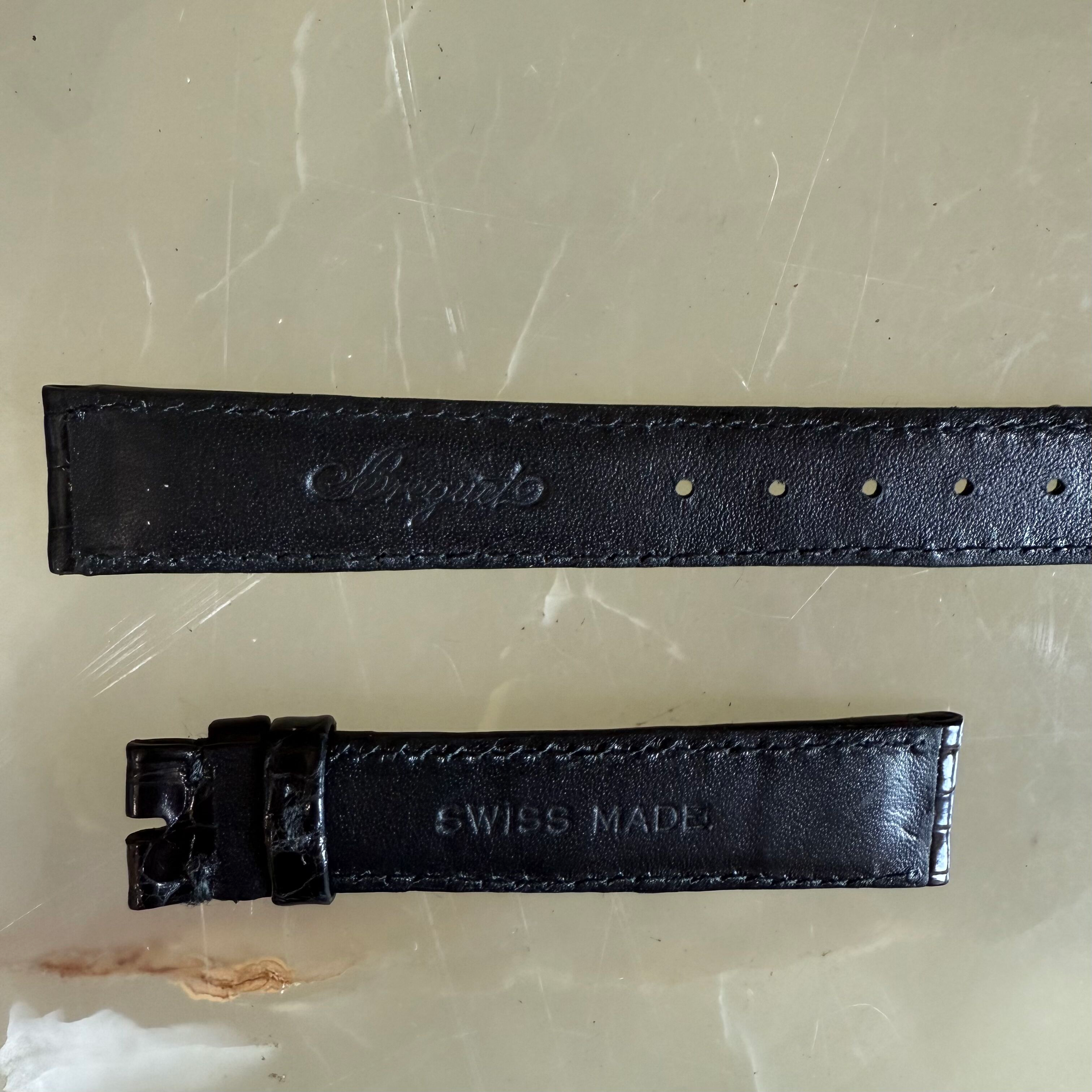 Authentic Breguet Black Shiny Crocodile Watch Strap Band 16mm Padded & Stitched