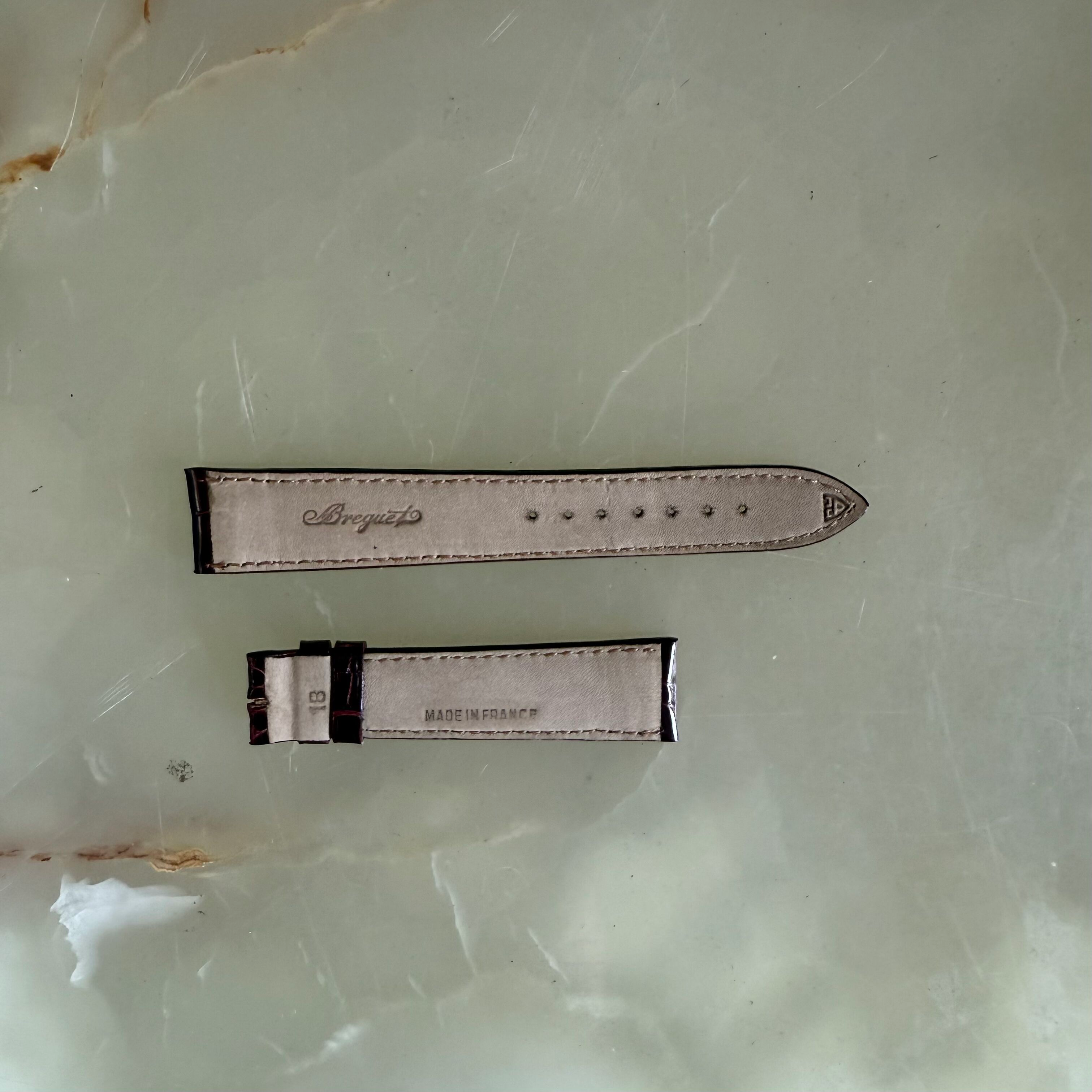 Authentic Breguet Burgundy Shiny Crocodile Watch Strap Band 18mm Padded & Stitched