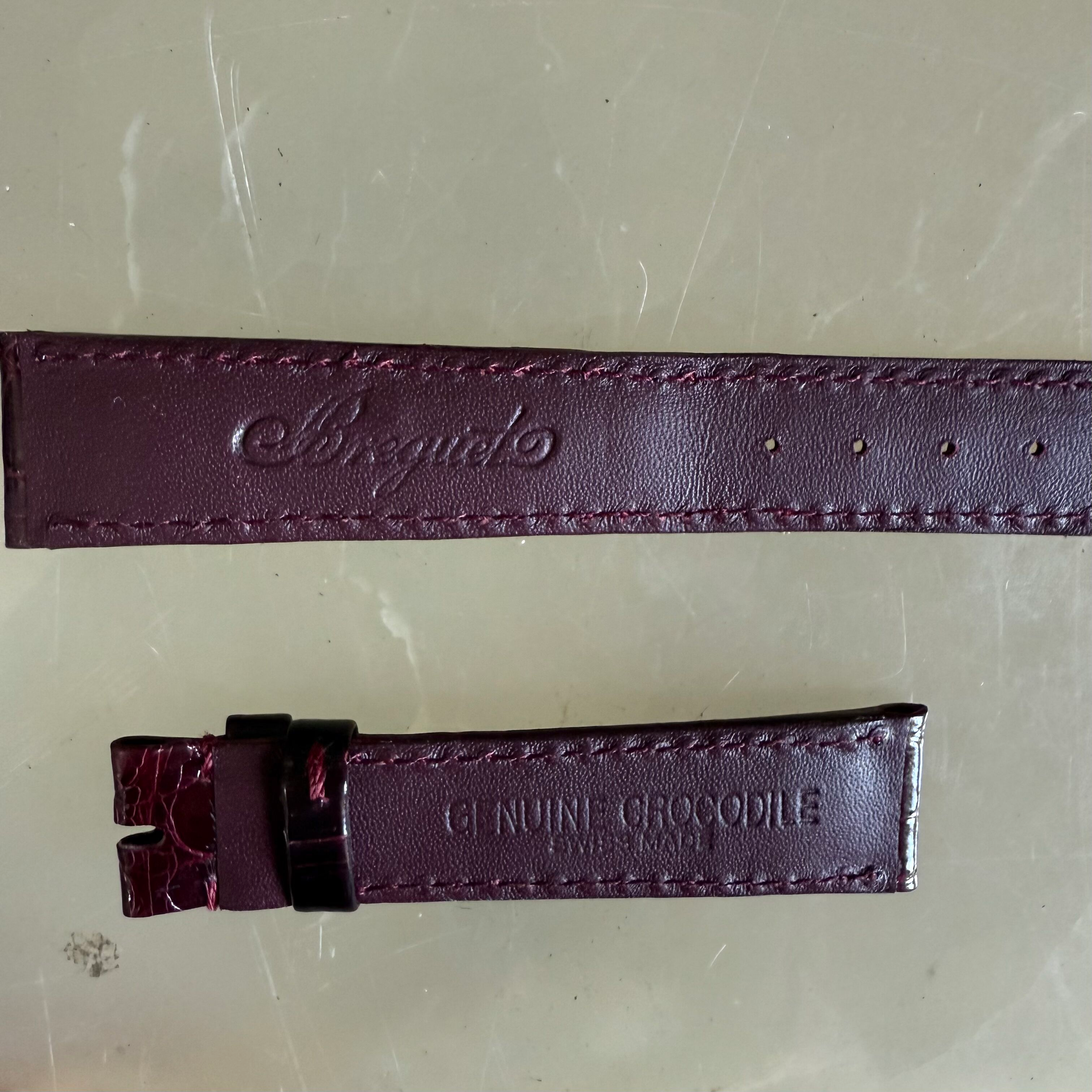 Authentic Breguet Burgundy Crocodile Watch Strap Band 16.5mm Padded & Stitched