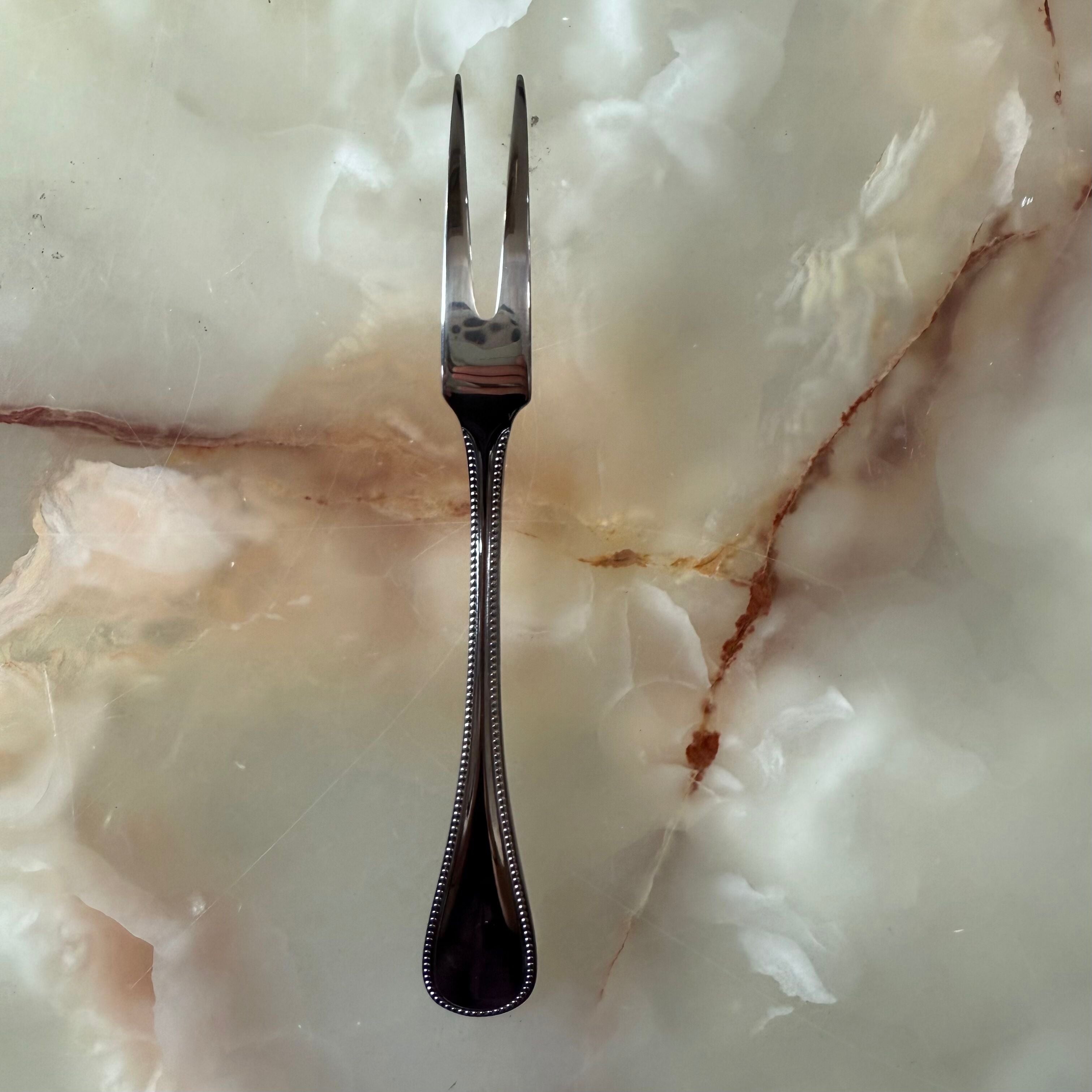 Christofle Perles Silver Plated Cold Meat Fork Small 0010077
