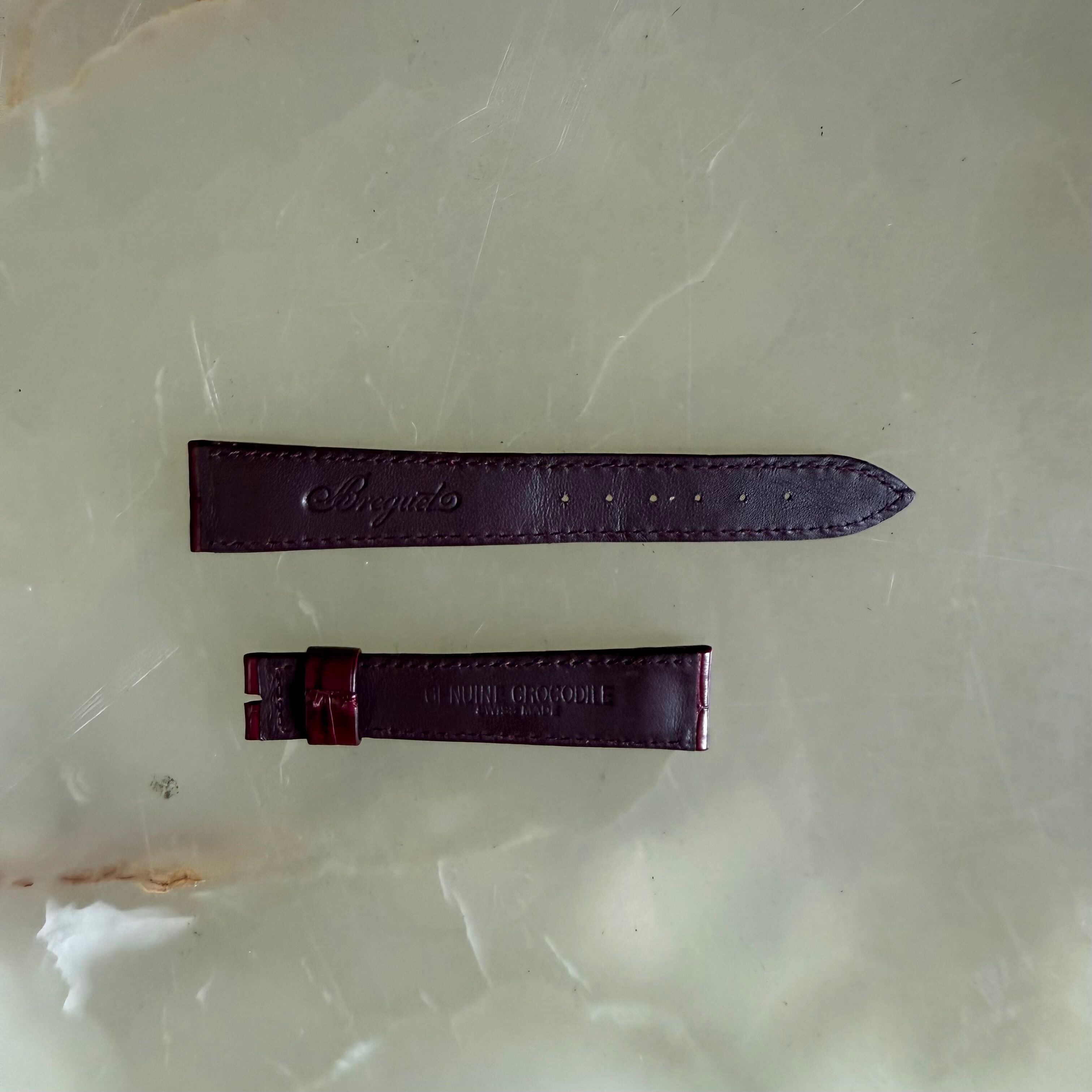 Authentic Breguet Burgundy Crocodile Watch Strap Band 18mm Padded & Stitched