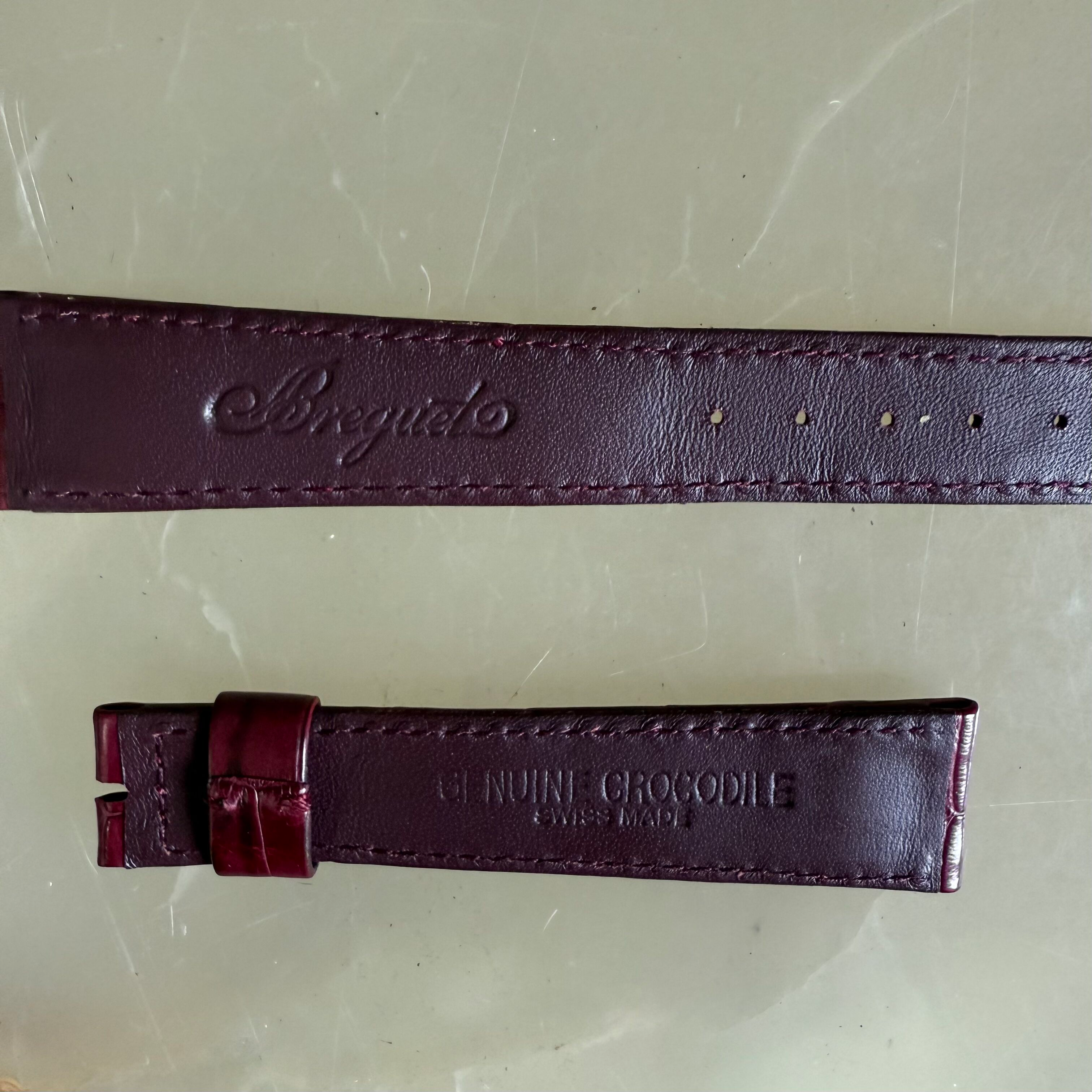 Authentic Breguet Burgundy Crocodile Watch Strap Band 18mm Padded & Stitched