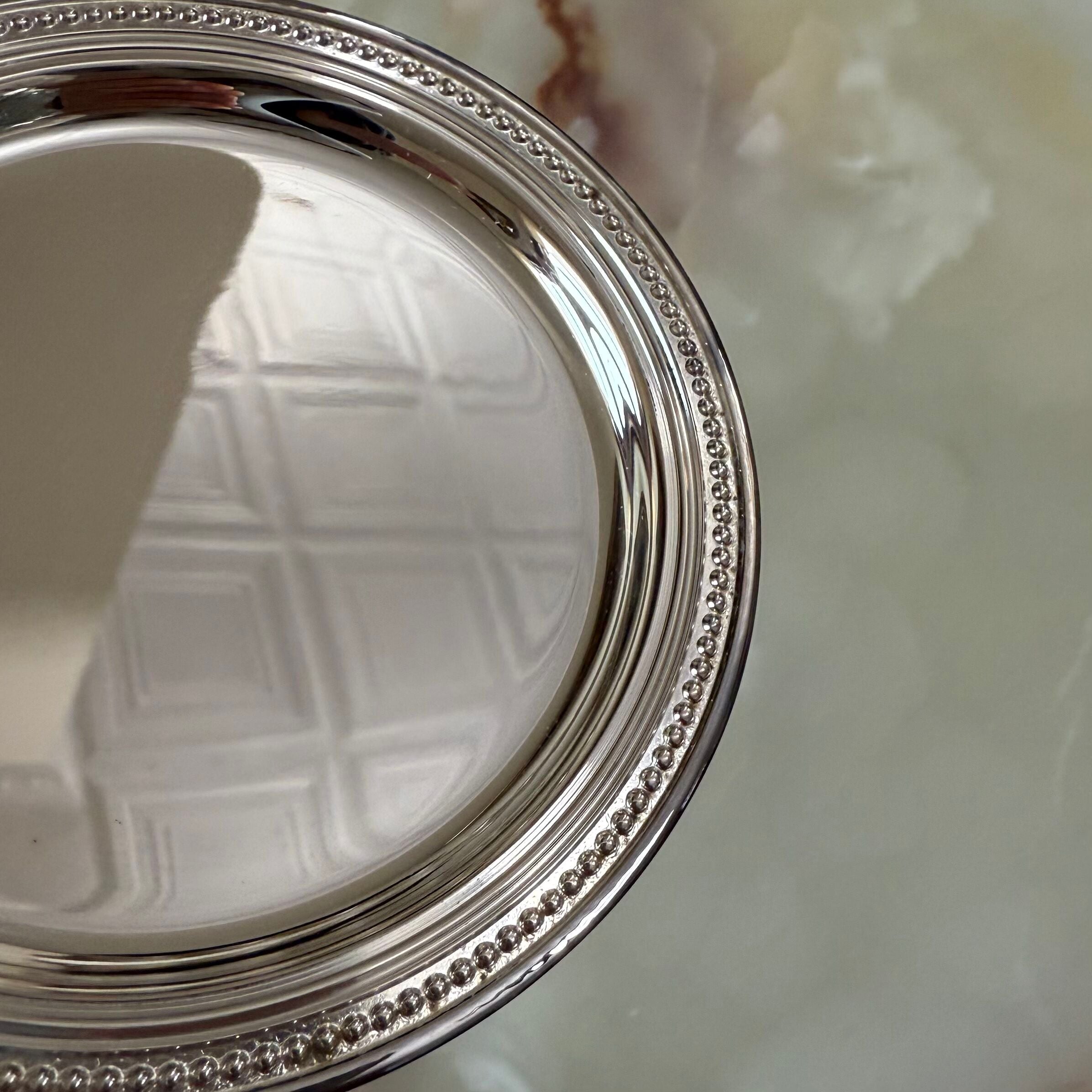 Christofle Perles Silver Plated Glass Coaster 4'' 4222110