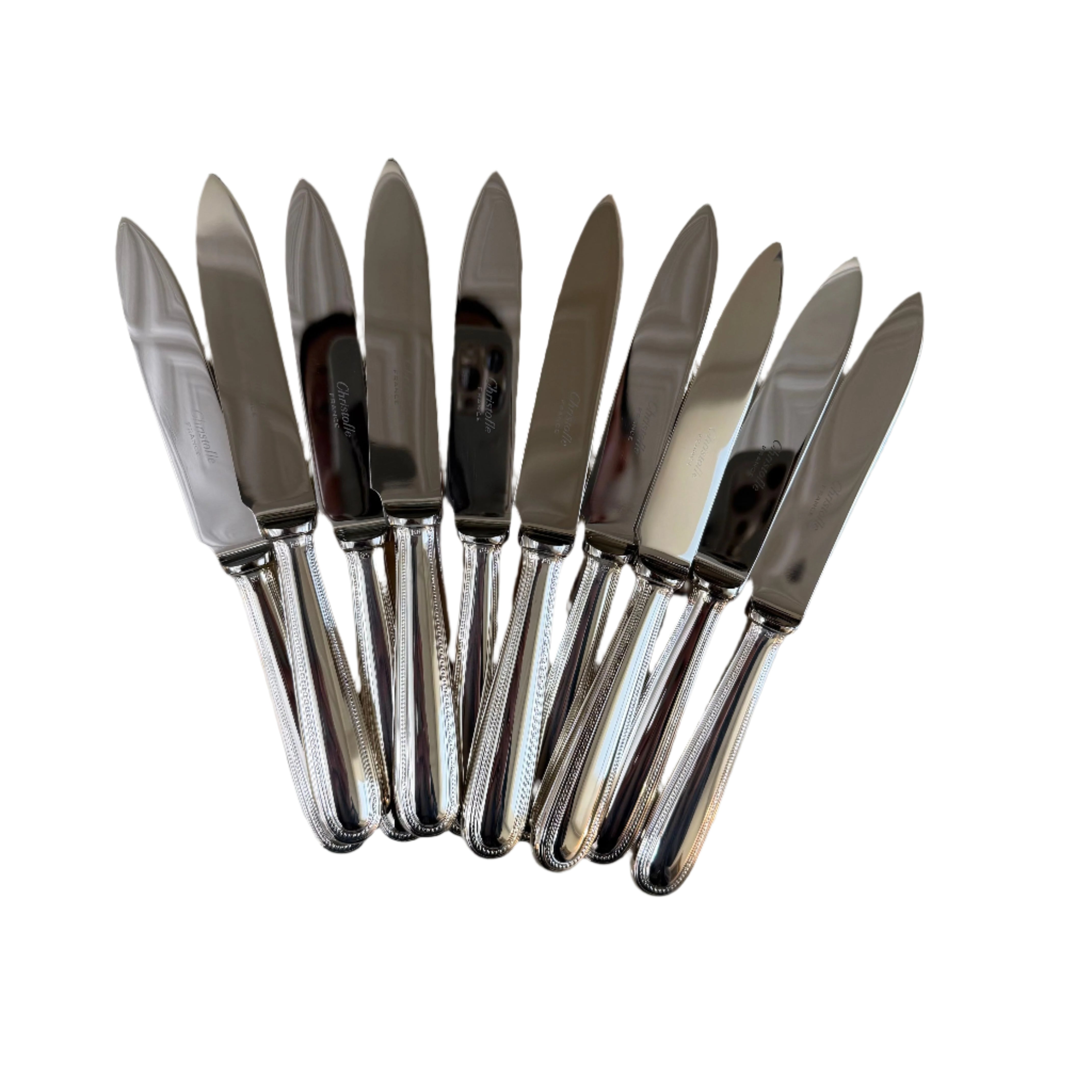 Christofle Perles Silver Plated Fruit Knife Set of 10