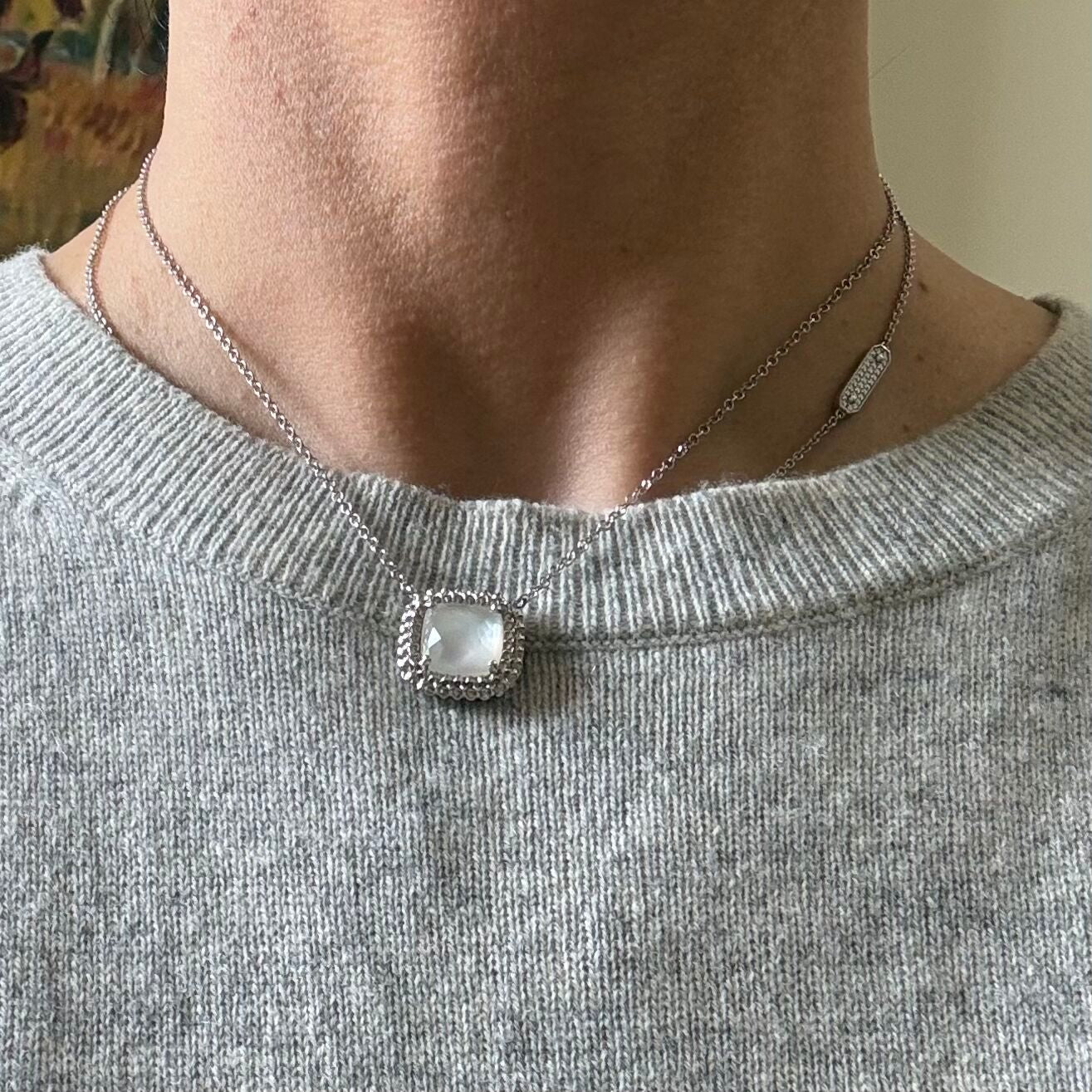 Di Modolo Motif Mother of Pearl & Diamond Necklace in Sterling Silver