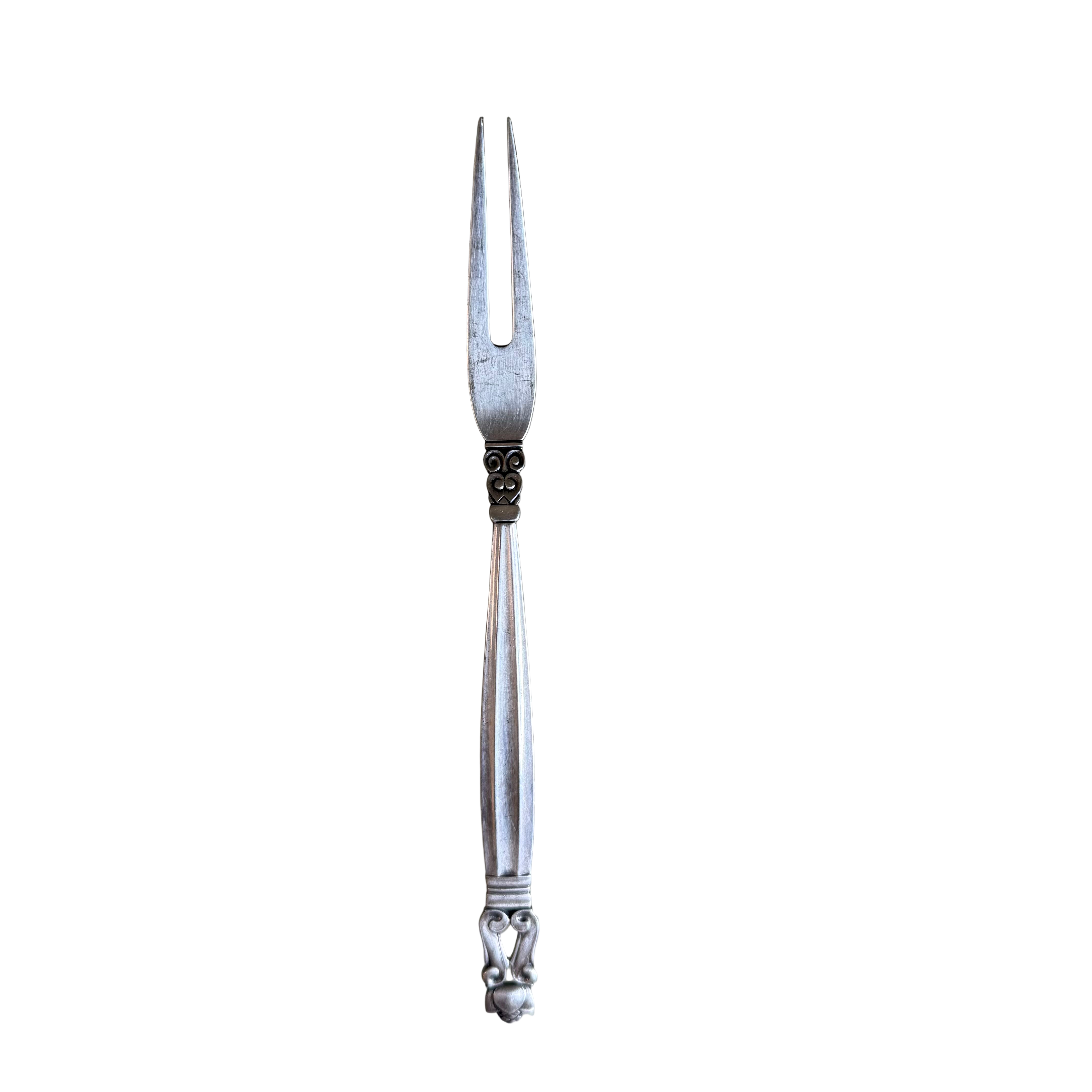 Georg Jensen Acorn Sterling 2 Tine Serving Fork