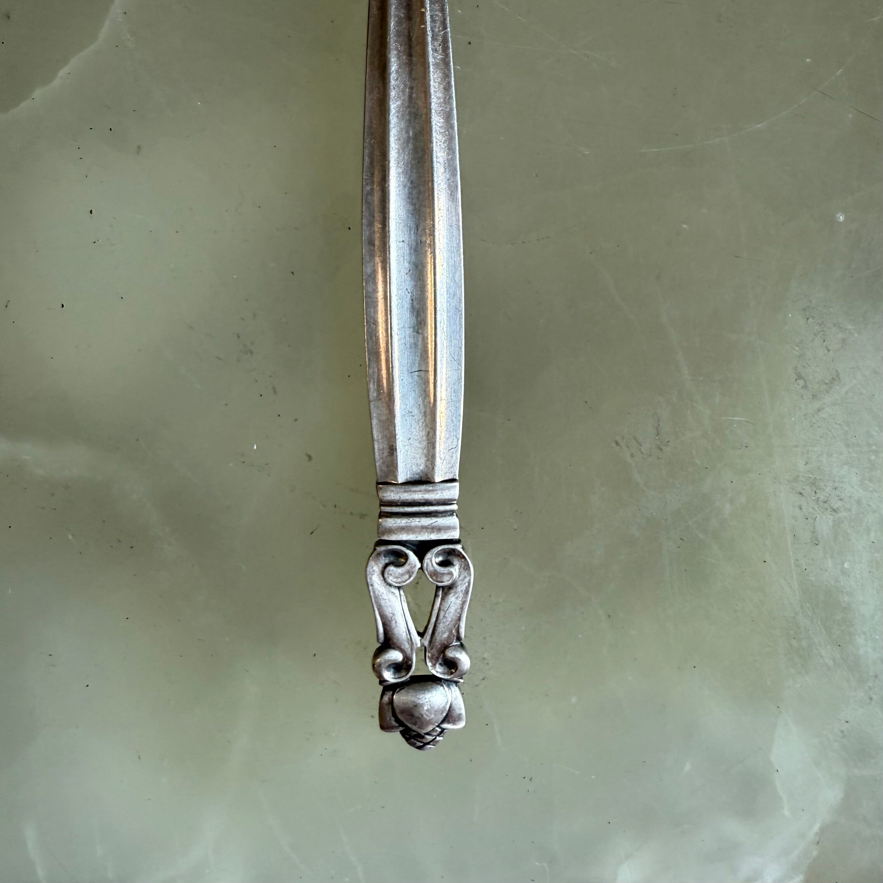 Georg Jensen Acorn Sterling 2 Tine Serving Fork