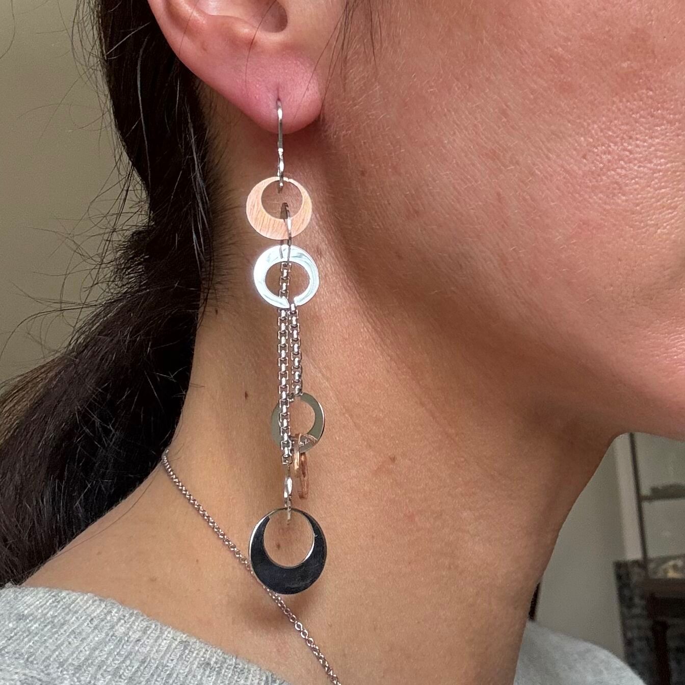 Rebecca Sterling Silver Two Tone Drop Earrings