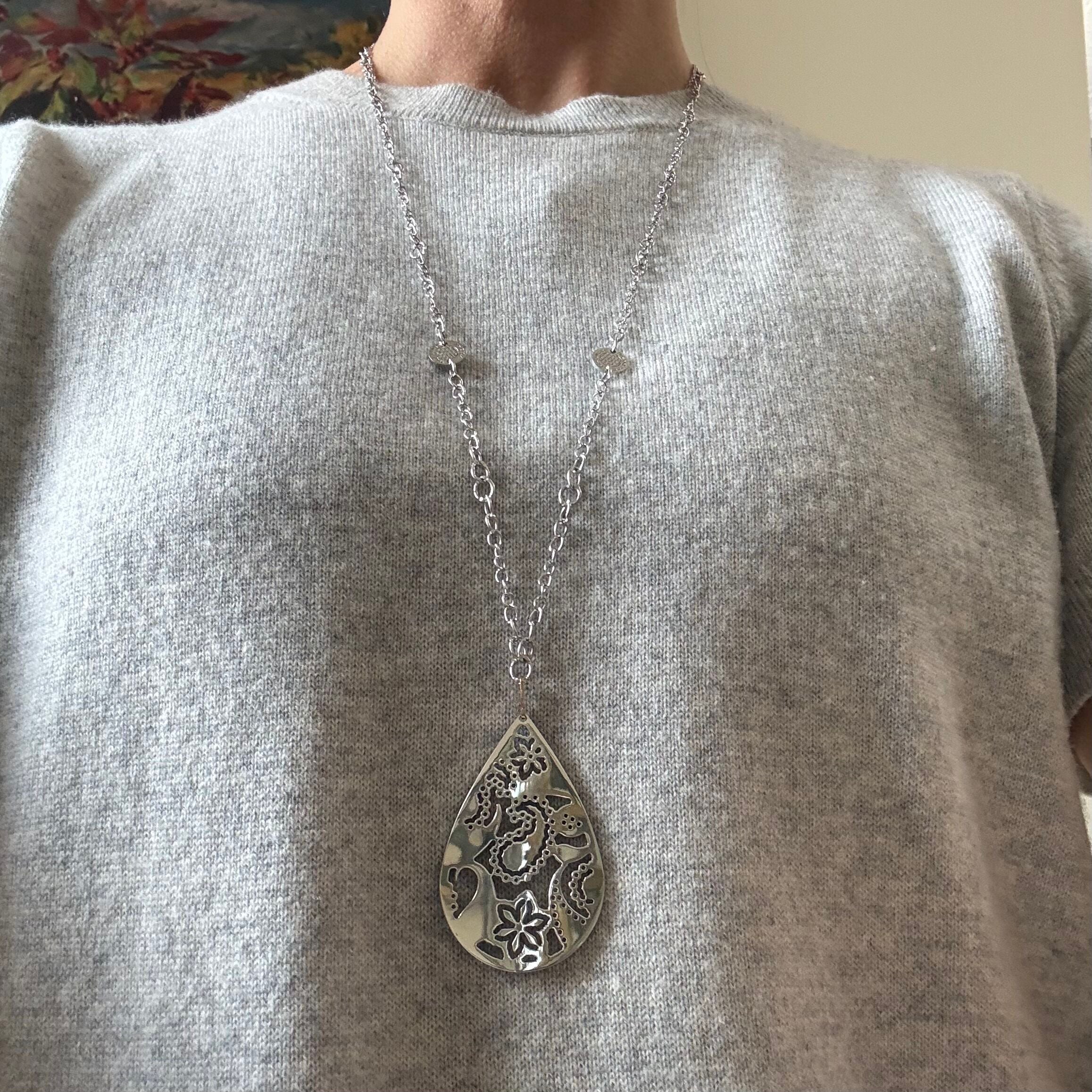 Rebecca Sterling Silver Teardrop Pendant Necklace