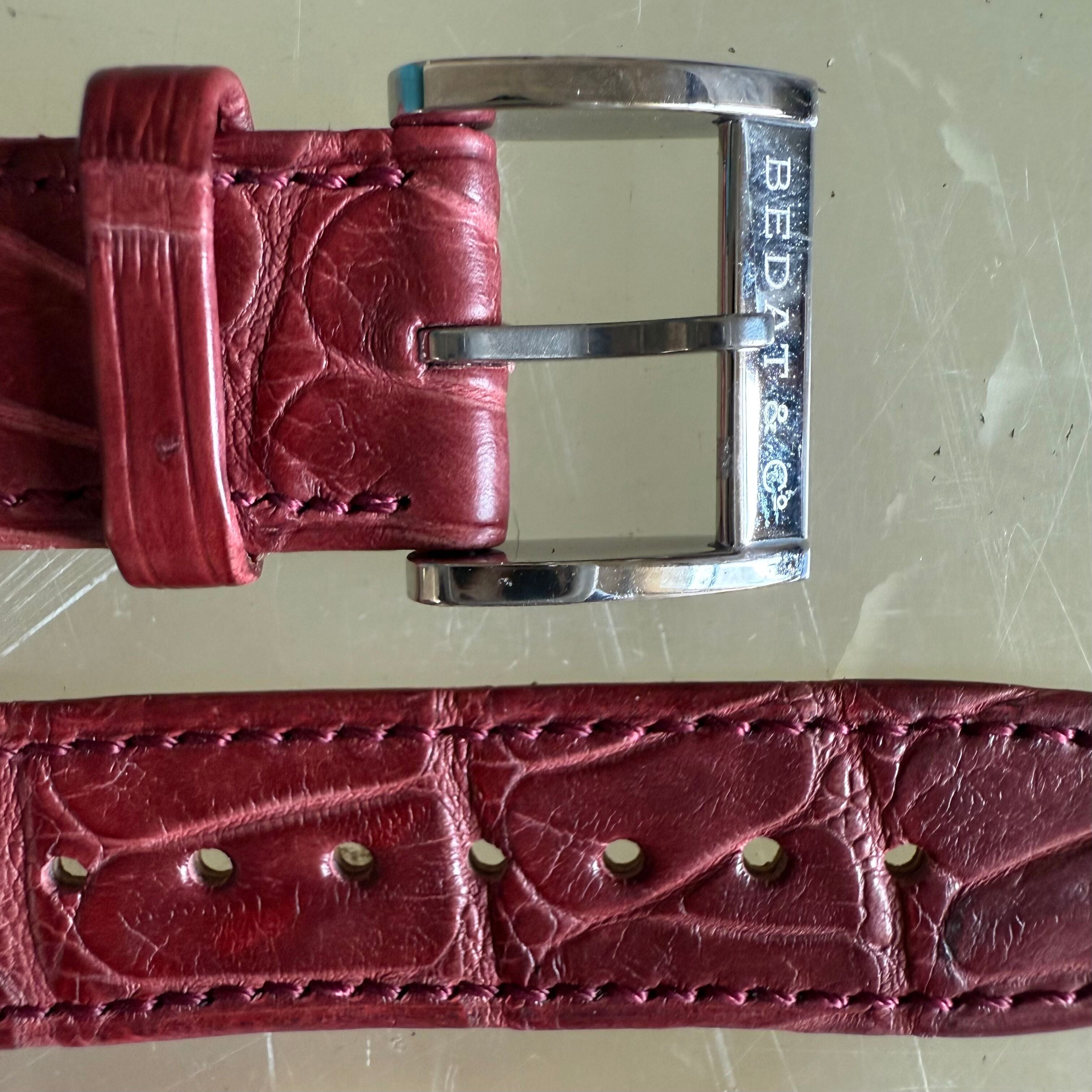 Authentic Bedat & Co 16mm Burgundy Alligator Watch Strap Band with Buckle