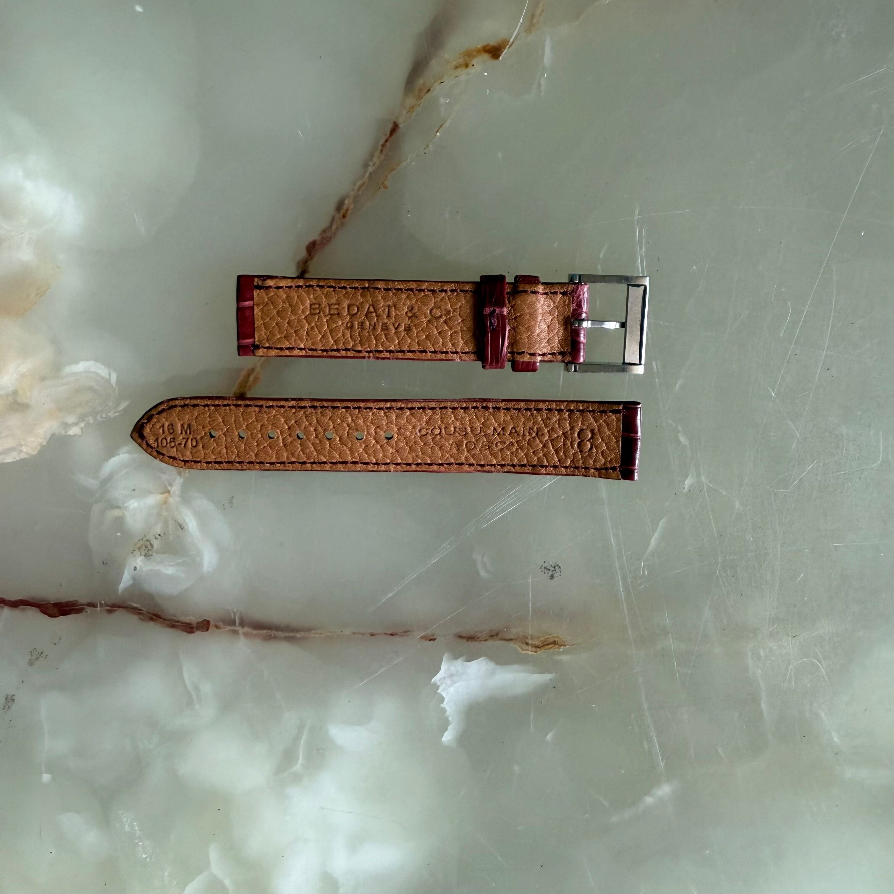 Authentic Bedat & Co 16mm Burgundy Alligator Watch Strap Band with Buckle