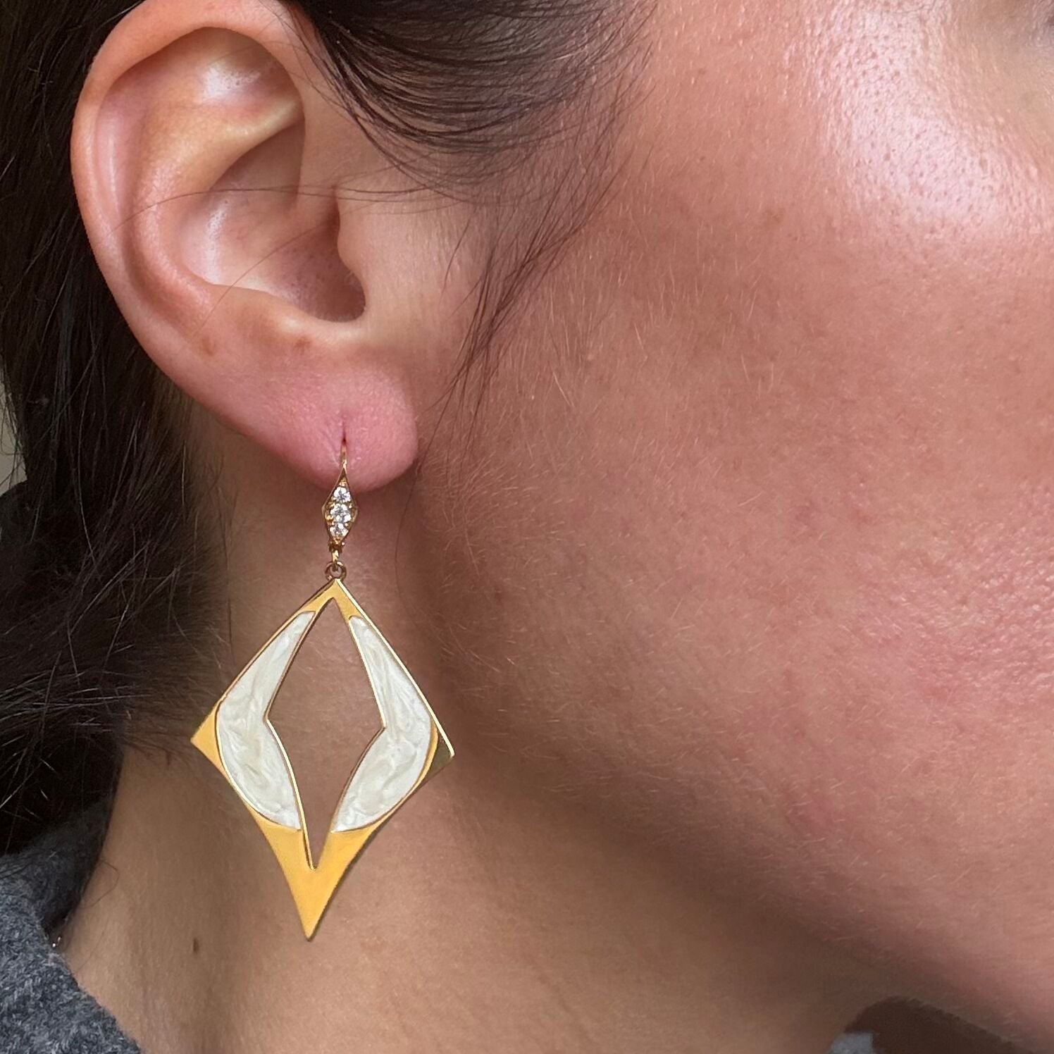 Lauren G Adams Gold Tone Enamel Drop Earrings