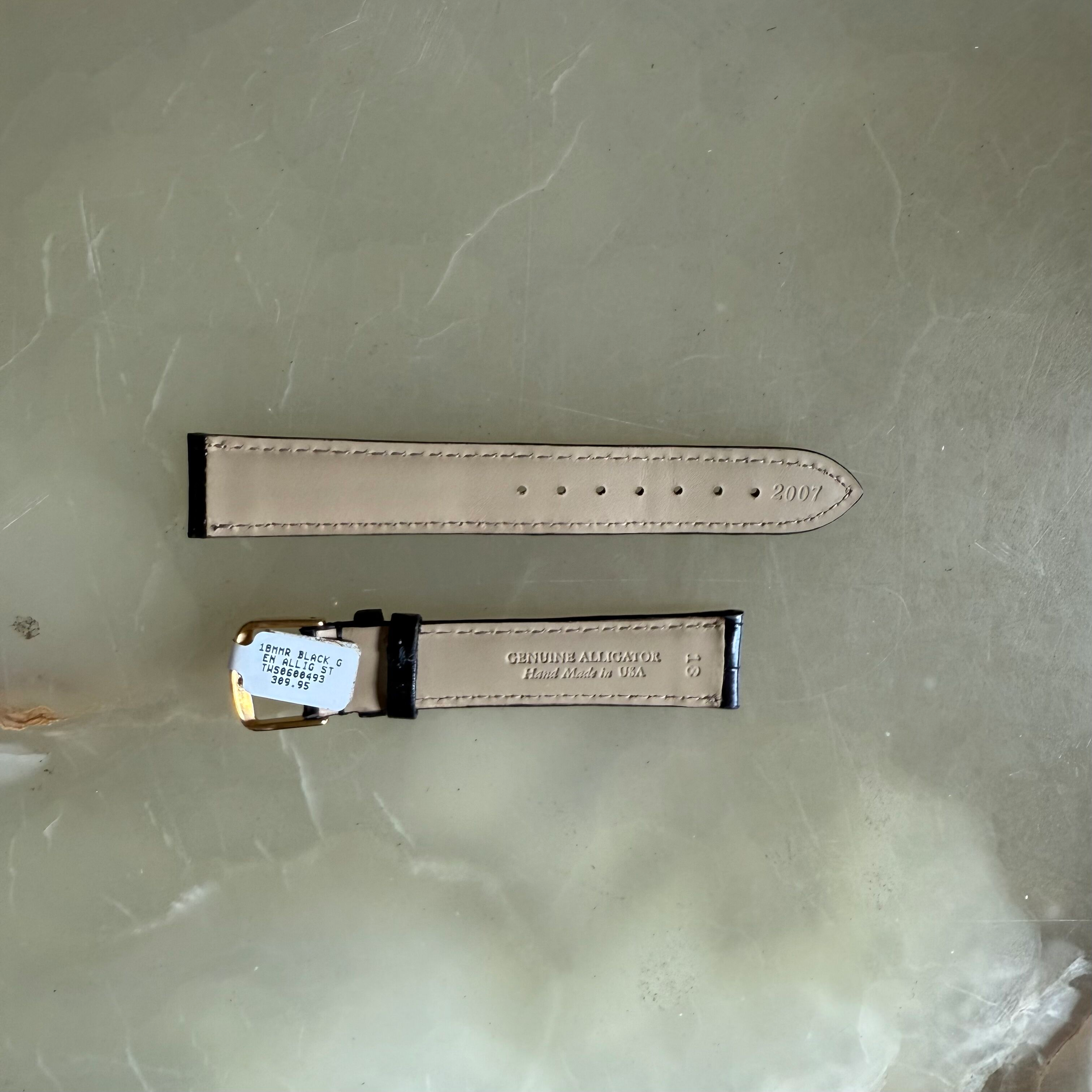 Genuine Alligator Watch Strap Band 19mm Padded & Stitched with Buckle