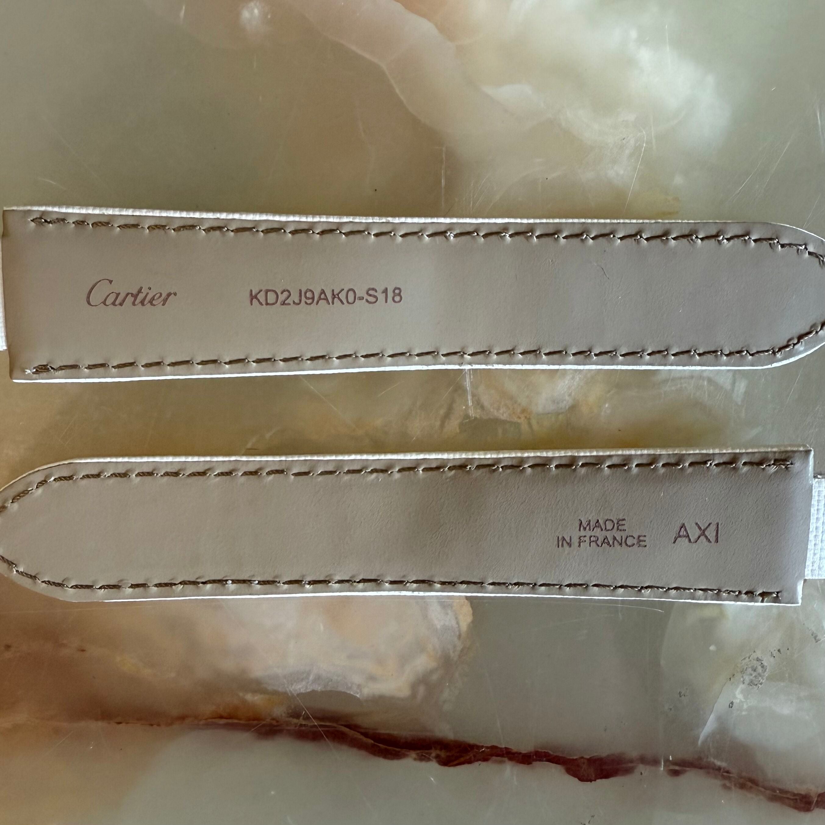 Authentic Cartier Ballon Bleu White Leather Watch Strap Band 20mm KD2J9AK0-S18