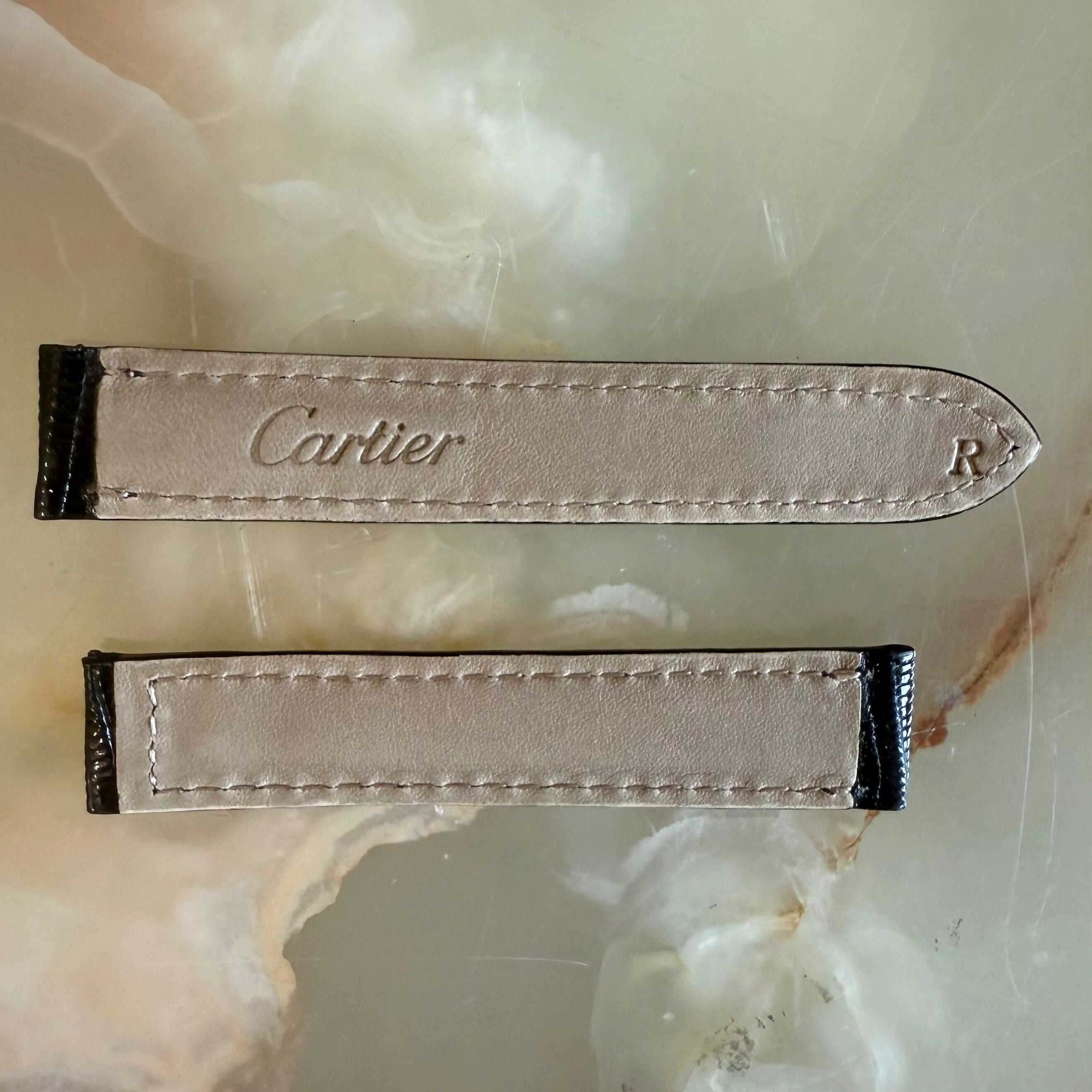 Authentic Cartier Black Leather Watch Strap Band 14mm