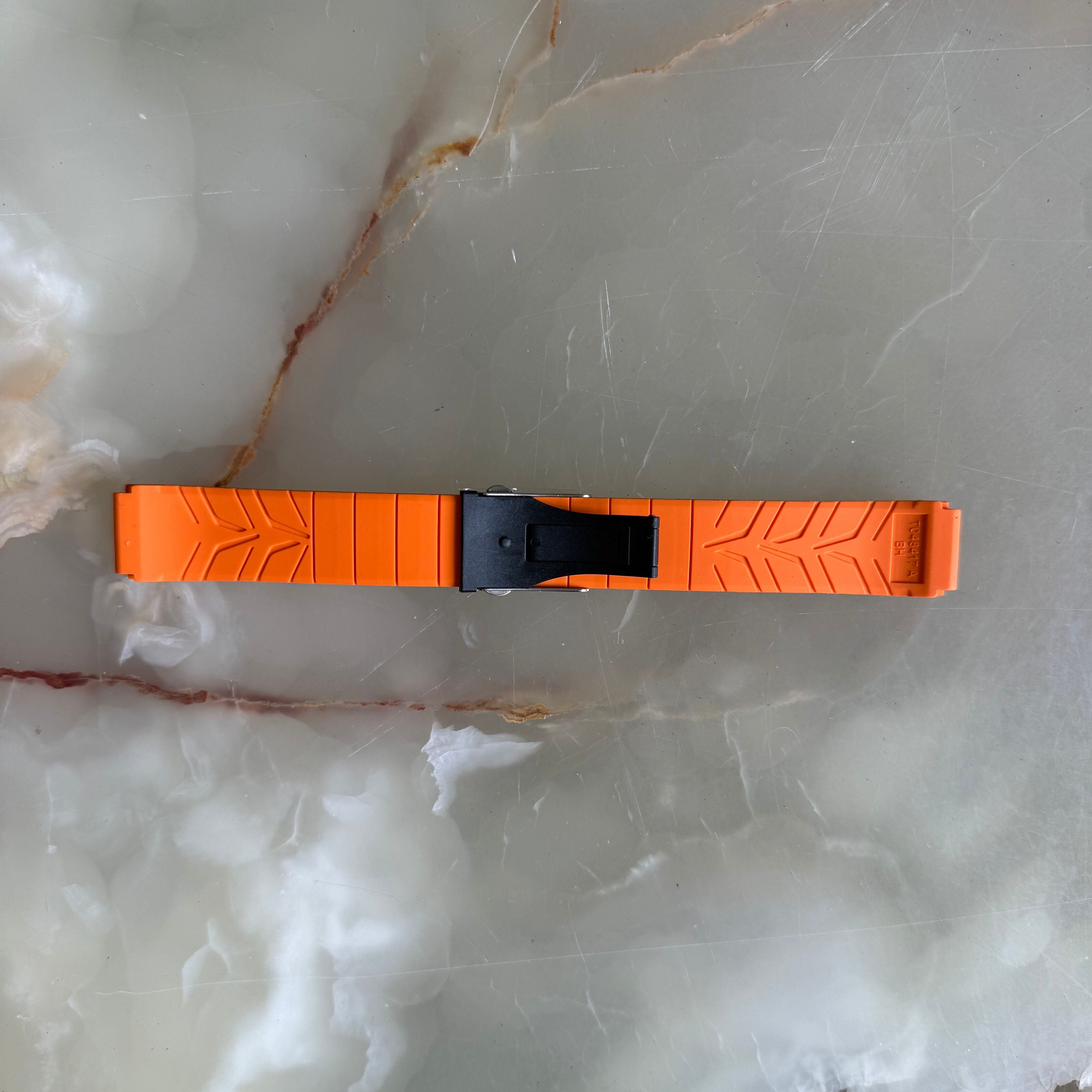 Authentic Tissot Orange Rubber Watch Strap Band 18mm w Buckle T048417ABH