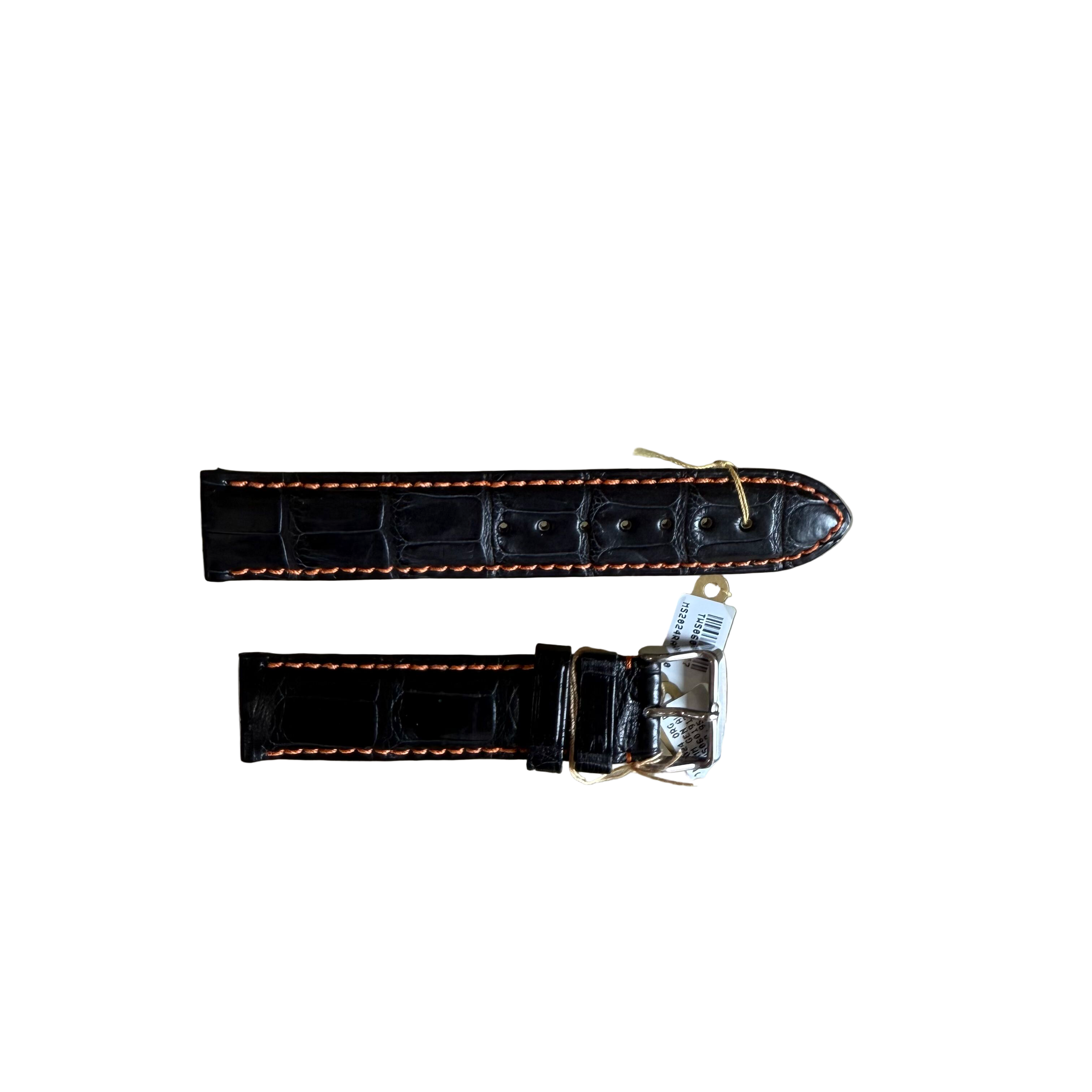 Genuine Alligator Black Watch Strap Band 20mm Padded & Stitched with Buckle
