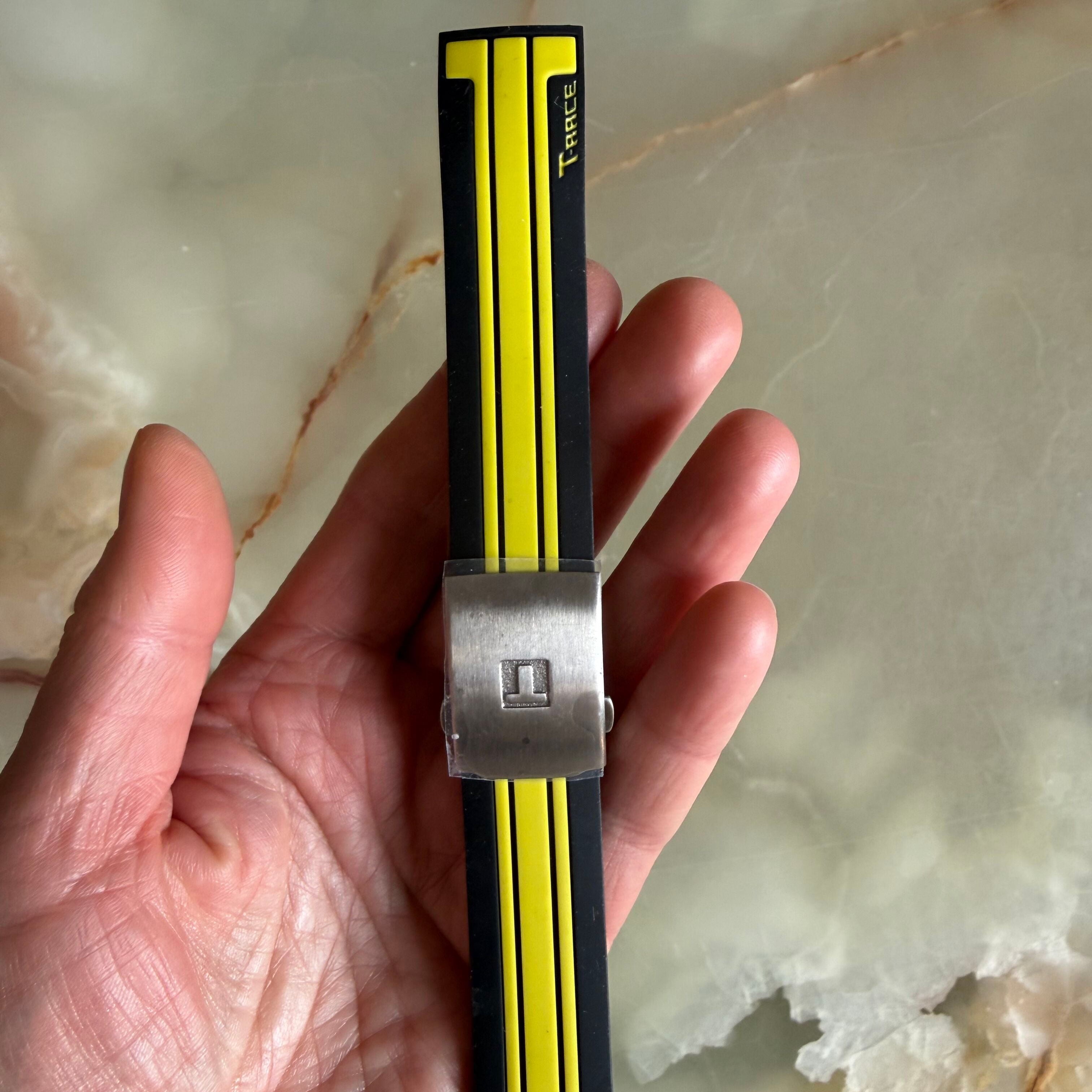 Authentic Tissot Black & Yellow Rubber Watch Strap Band 21mm w Buckle T048417ABH