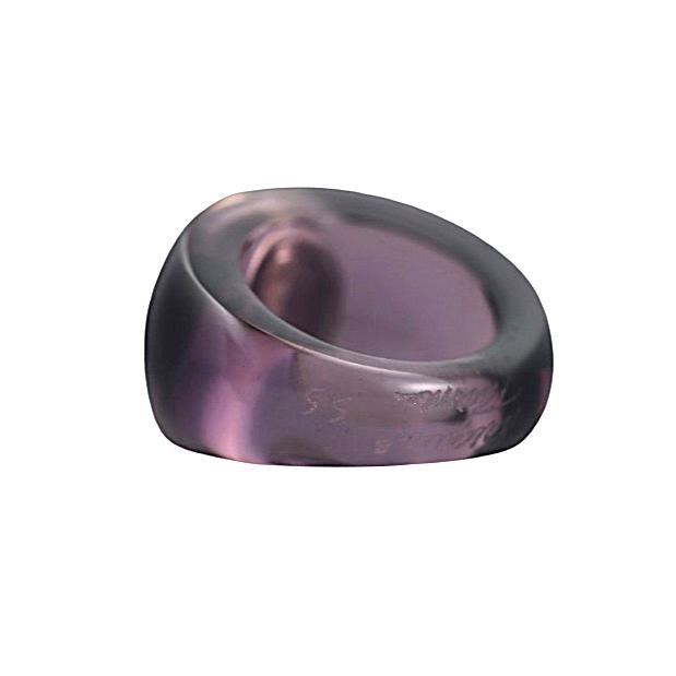 Lalique Charmante Purple Crystal Pink Cabochon Sterling Ring 10526400