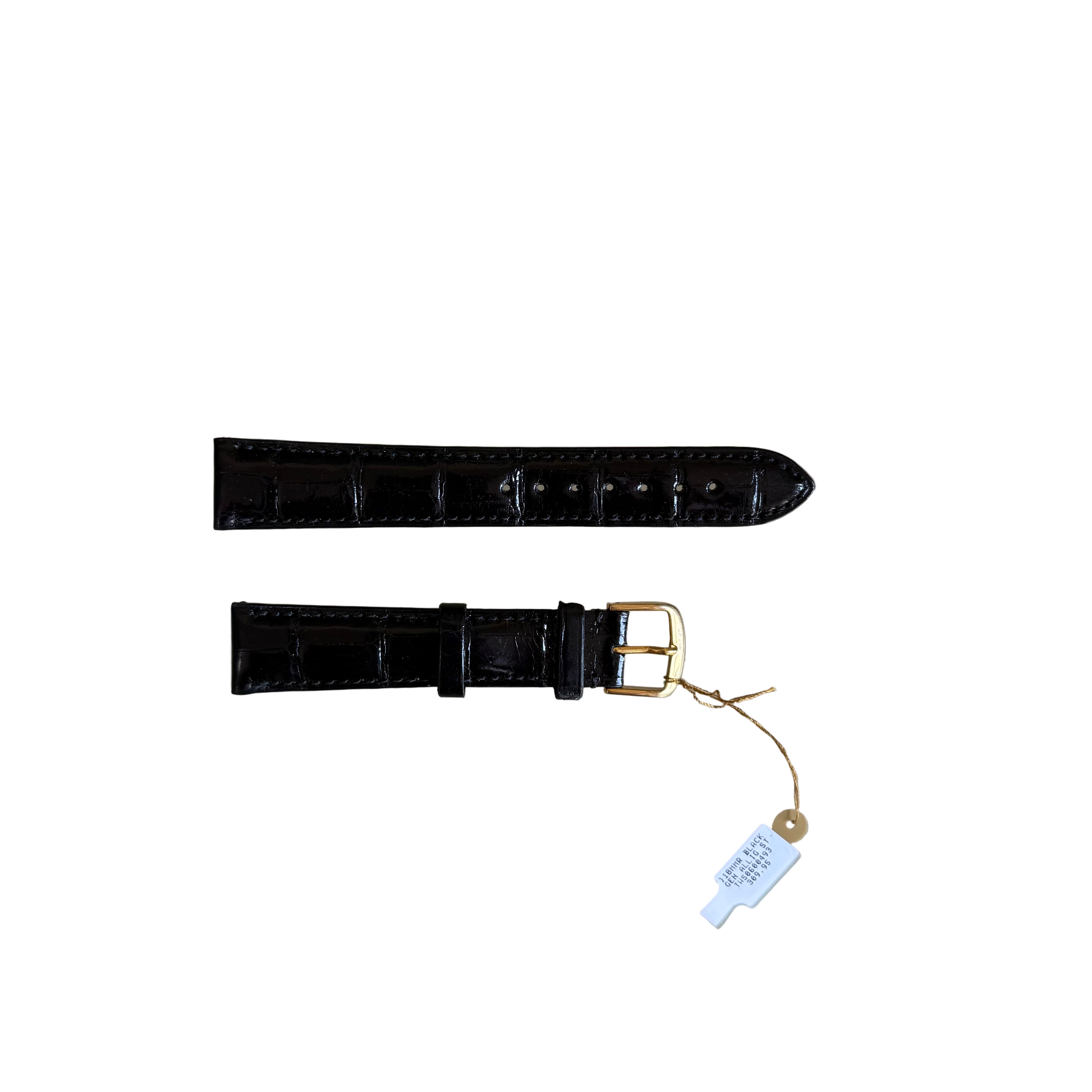 Genuine Alligator Black Watch Strap Band 18mm Padded & Stitched with Buckle