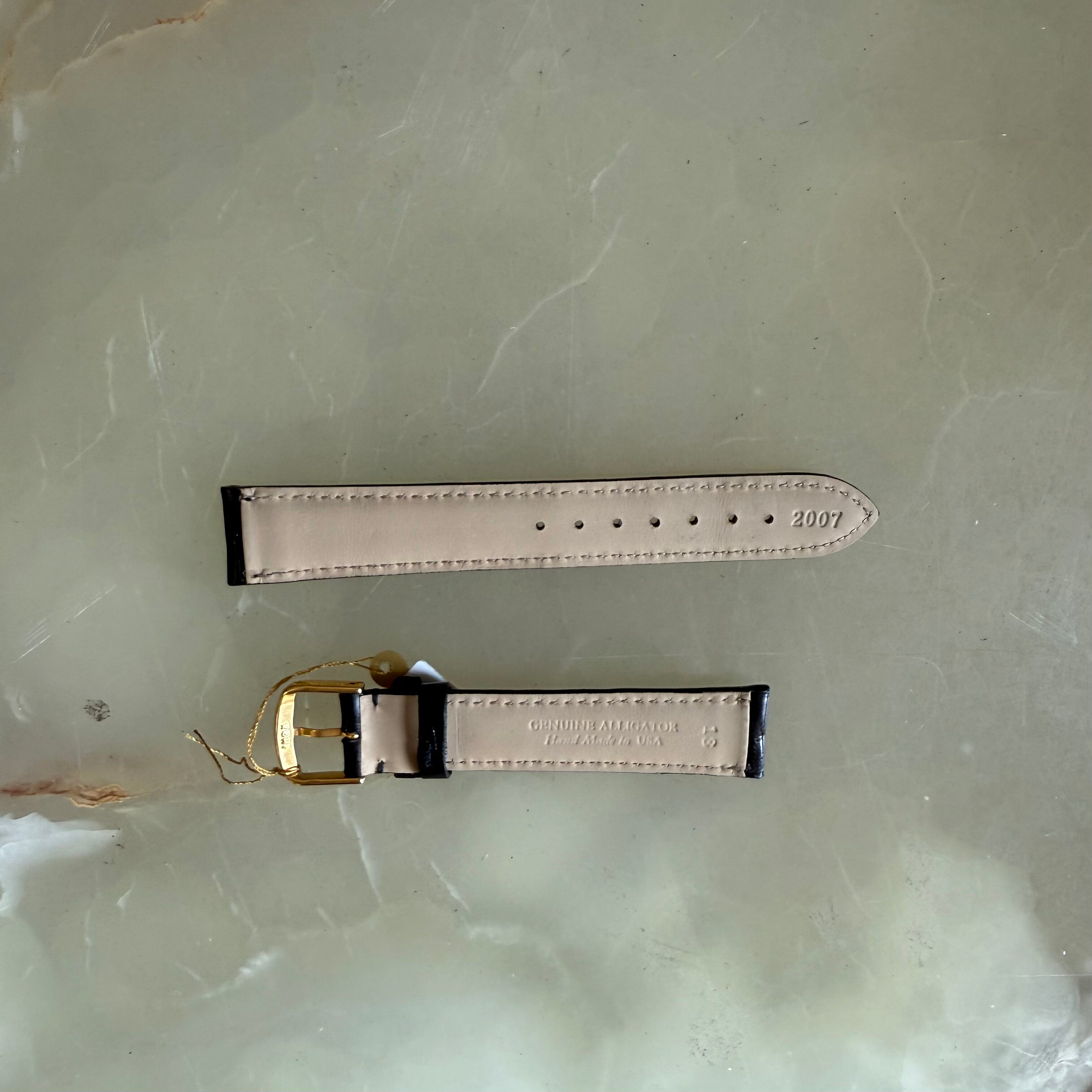 Genuine Alligator Black Watch Strap Band 18mm Padded & Stitched with Buckle
