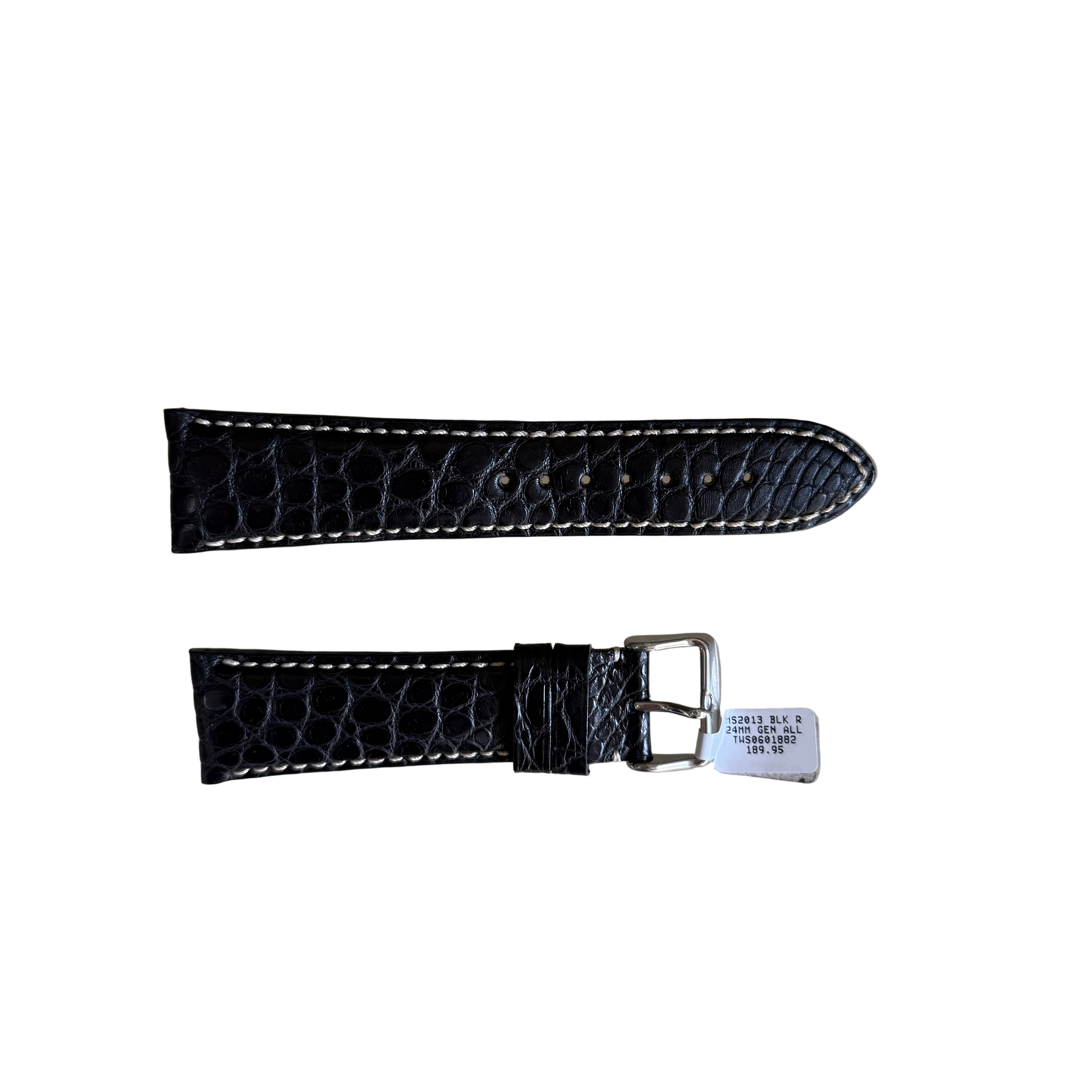 Genuine Alligator Watch Strap Band 24mm Padded & Stitched with Buckle