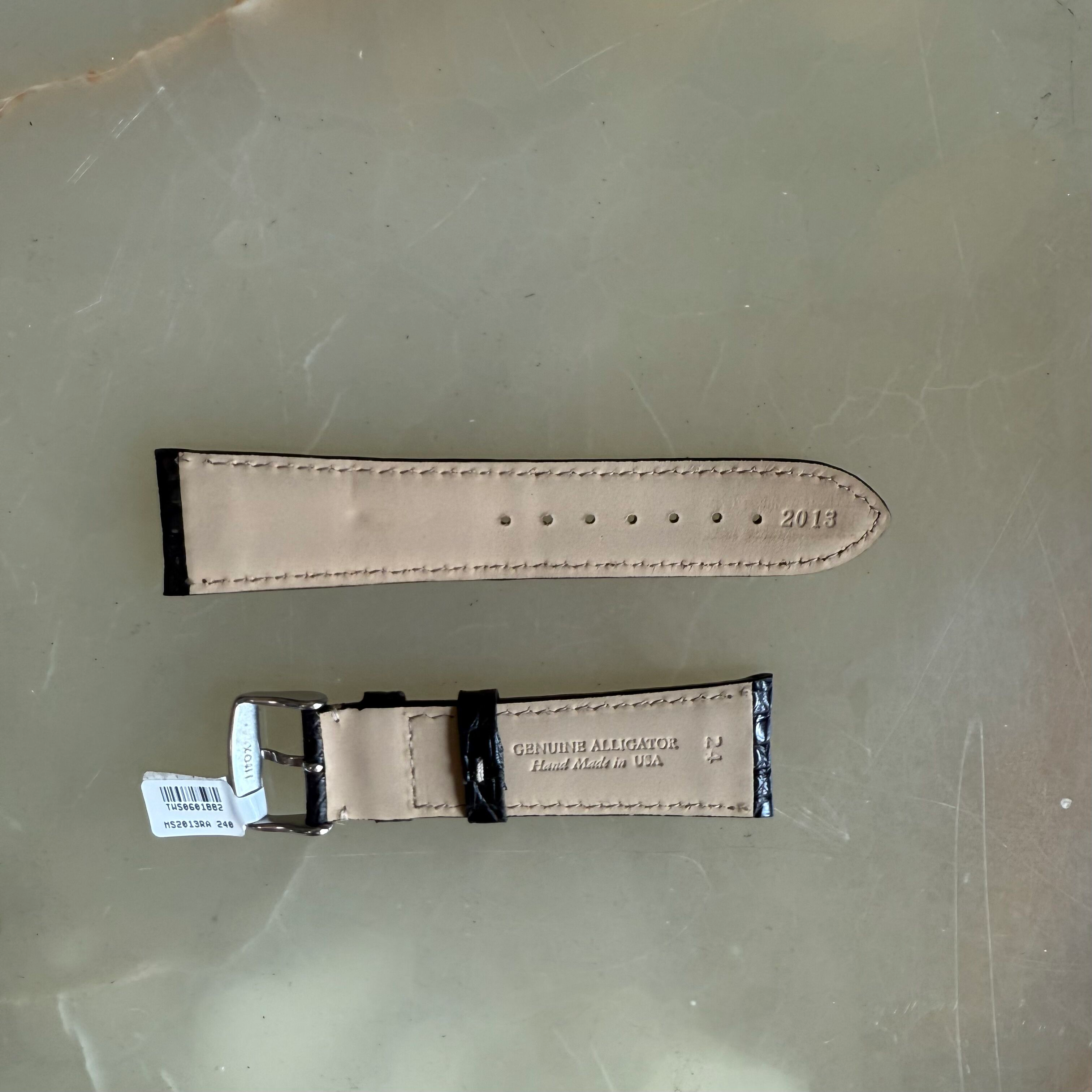 Genuine Alligator Watch Strap Band 24mm Padded & Stitched with Buckle