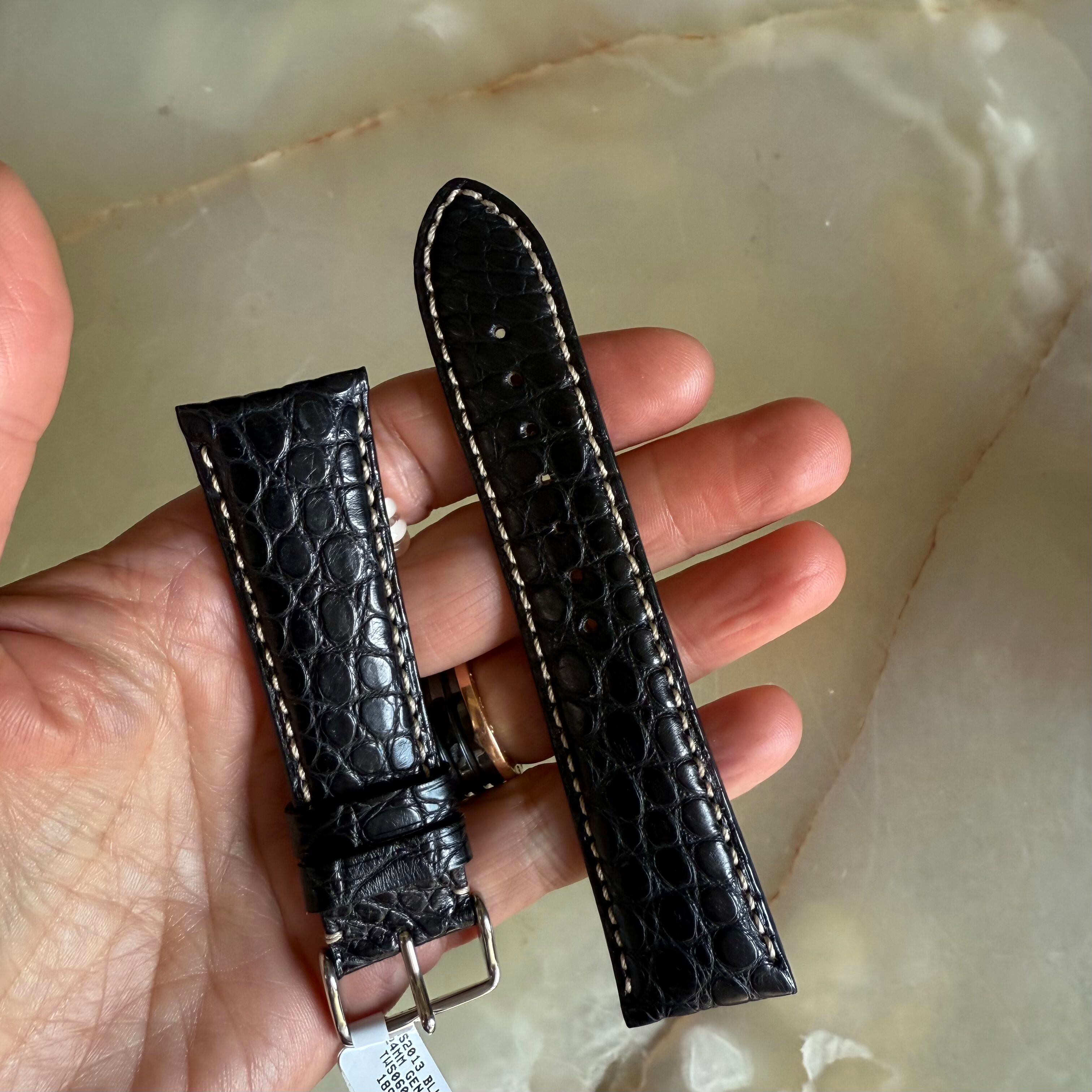 Genuine Alligator Watch Strap Band 24mm Padded & Stitched with Buckle