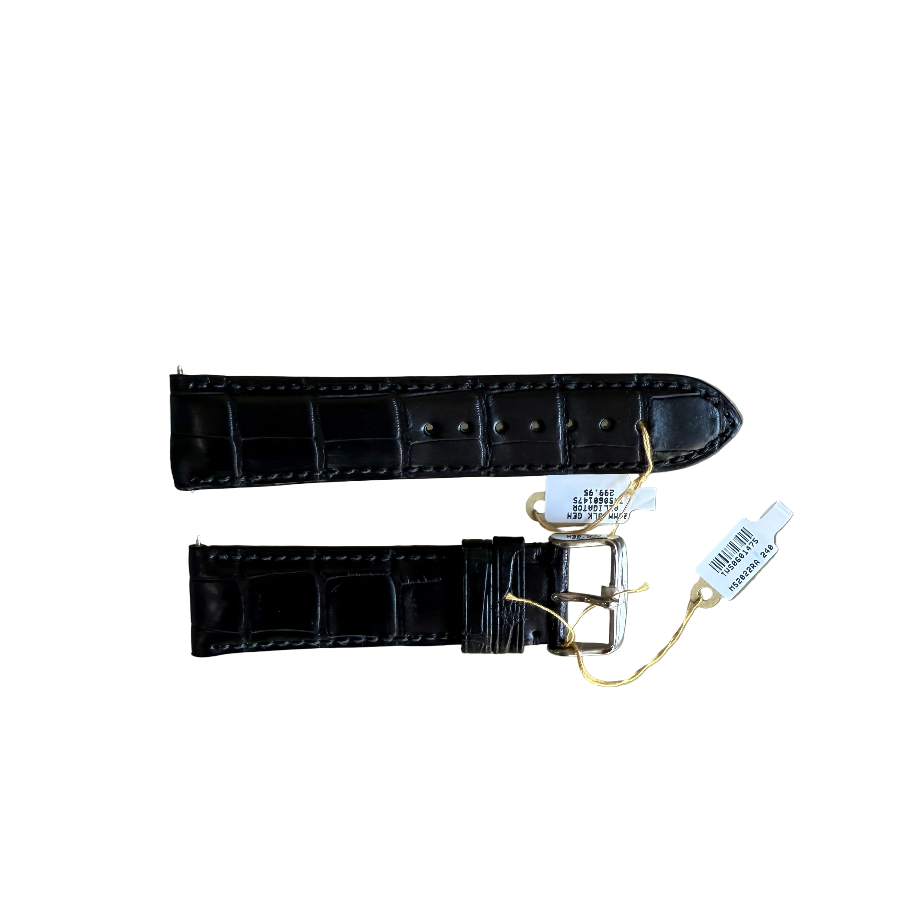 Genuine Alligator Black Watch Strap Band 24mm Padded & Stitched with Buckle