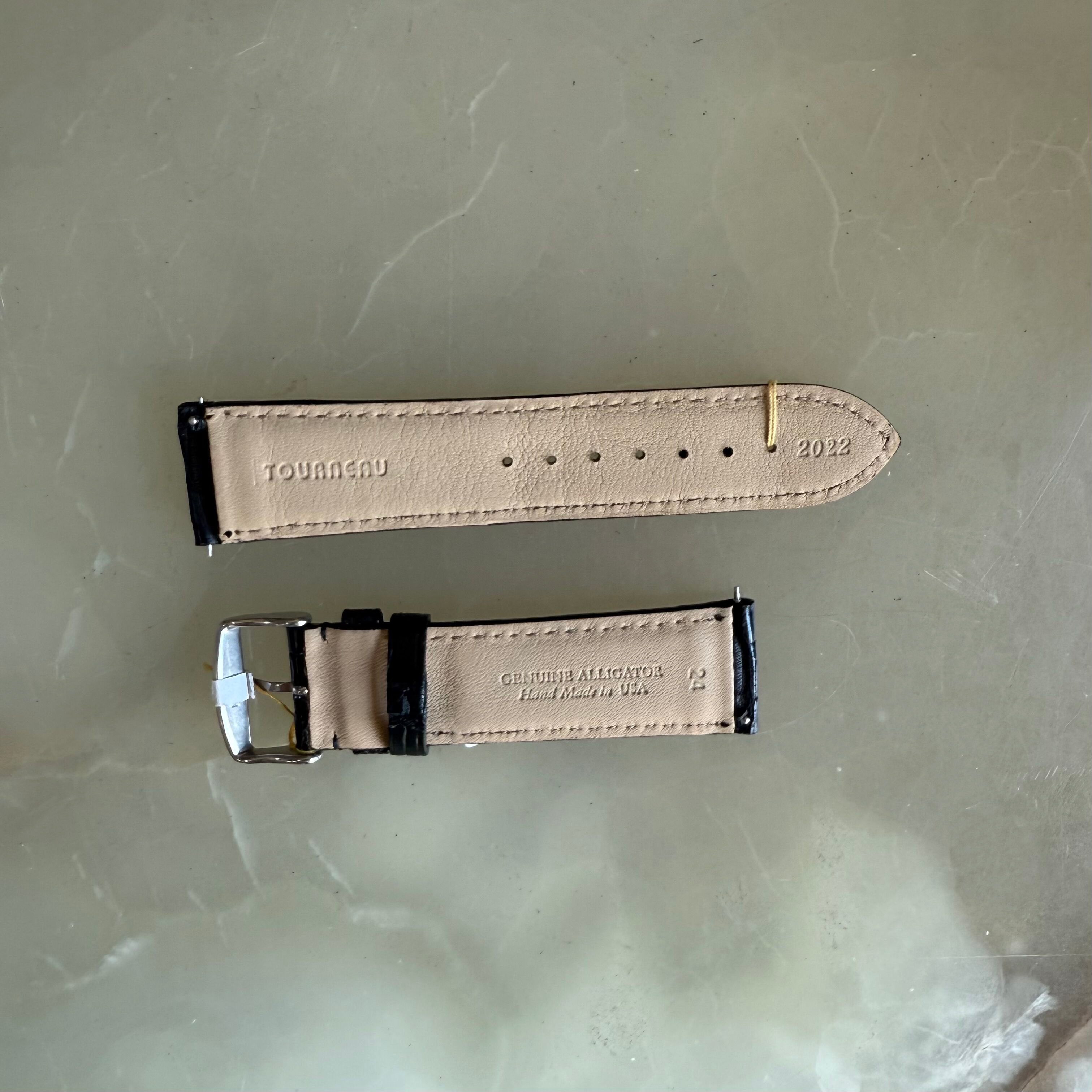 Genuine Alligator Black Watch Strap Band 24mm Padded & Stitched with Buckle