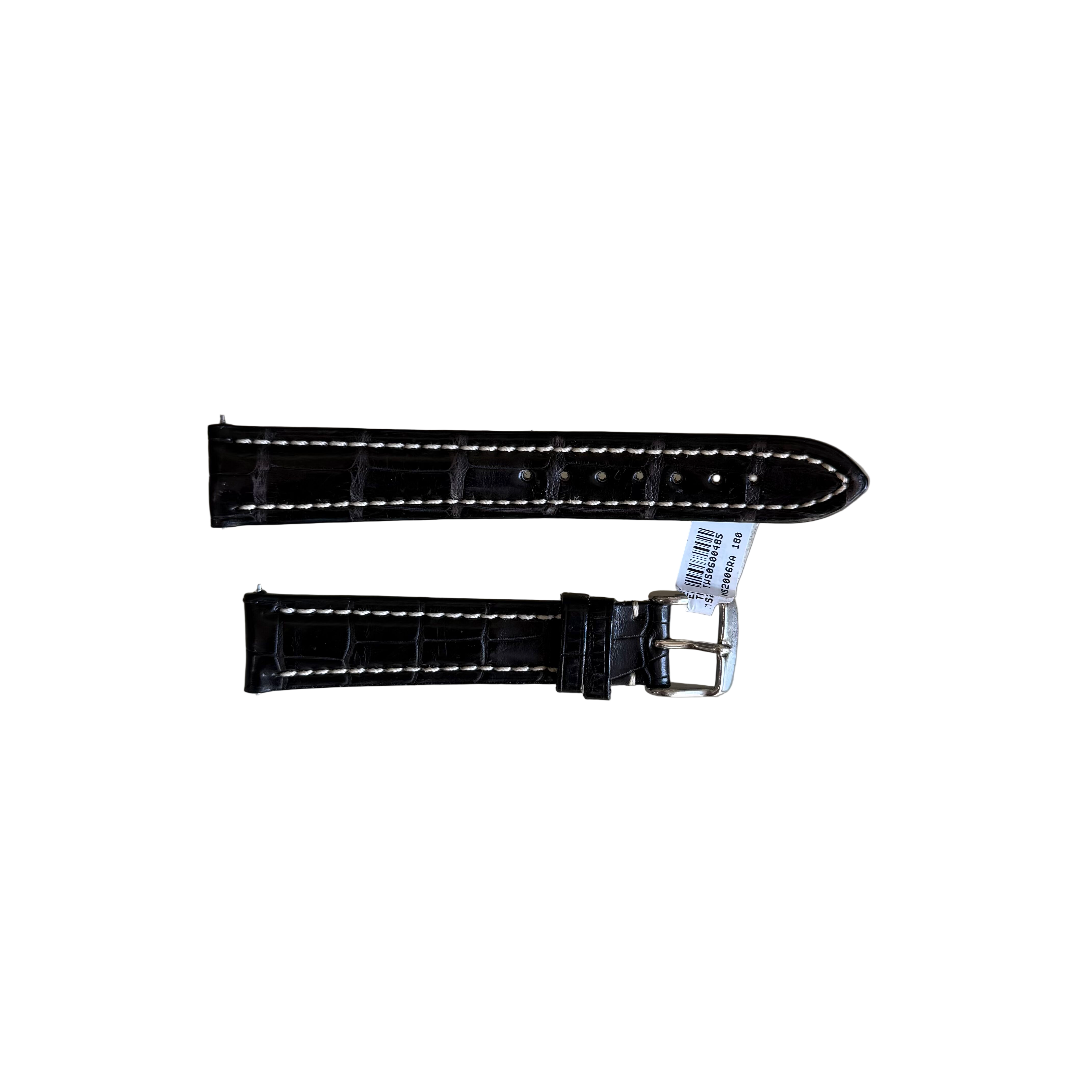 Genuine Alligator Black Watch Strap Band 18mm Padded & Stitched with Buckle