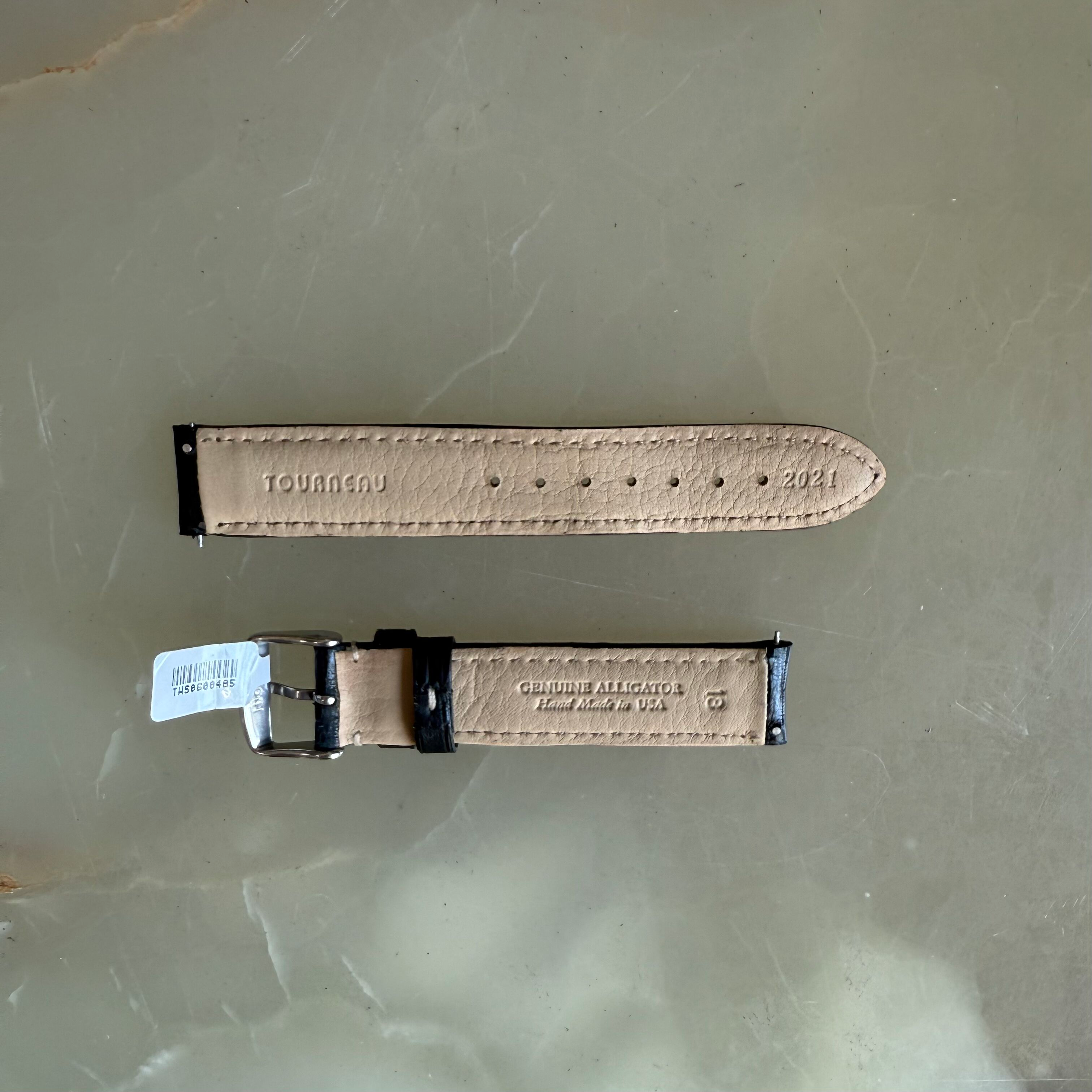 Genuine Alligator Black Watch Strap Band 18mm Padded & Stitched with Buckle