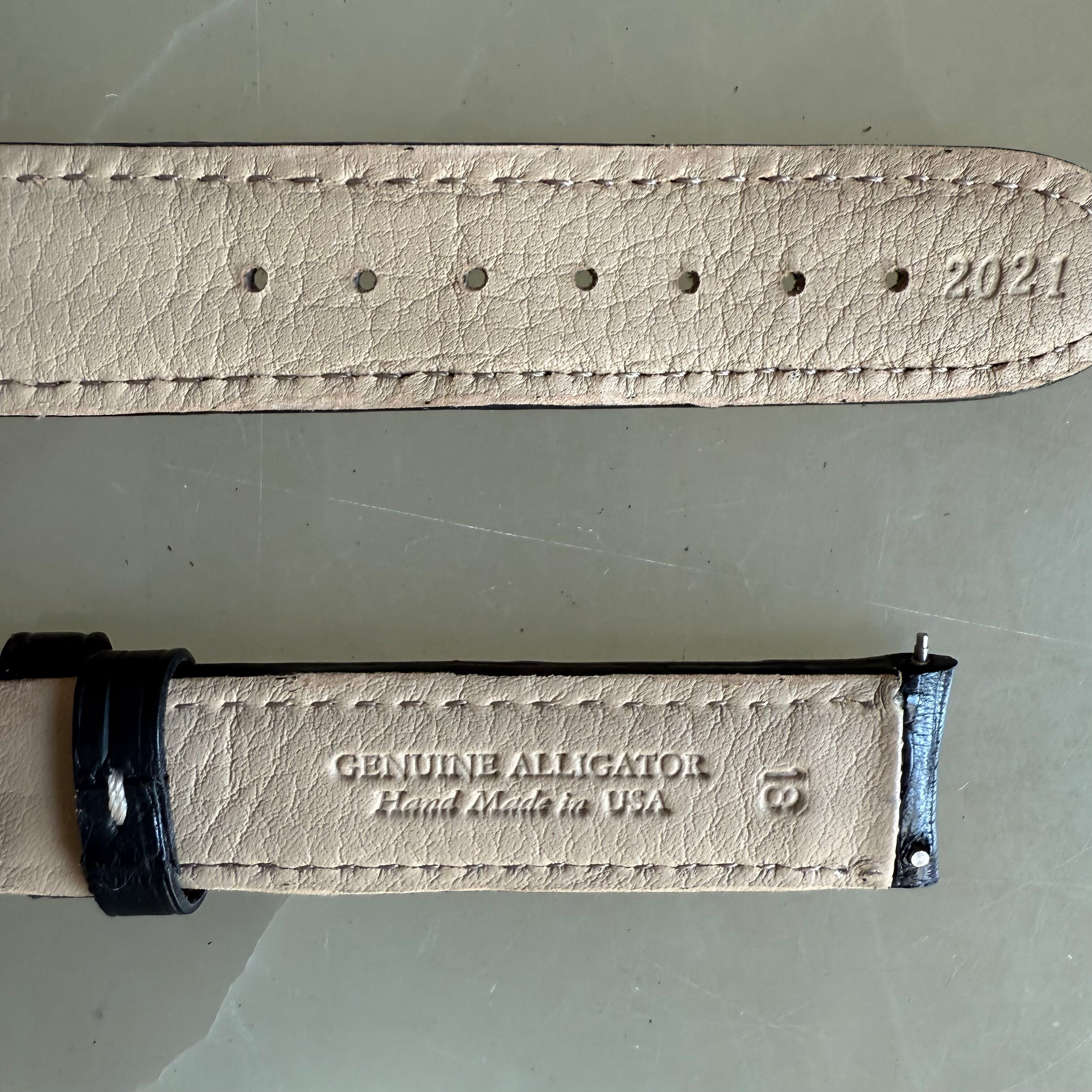 Genuine Alligator Black Watch Strap Band 18mm Padded & Stitched with Buckle